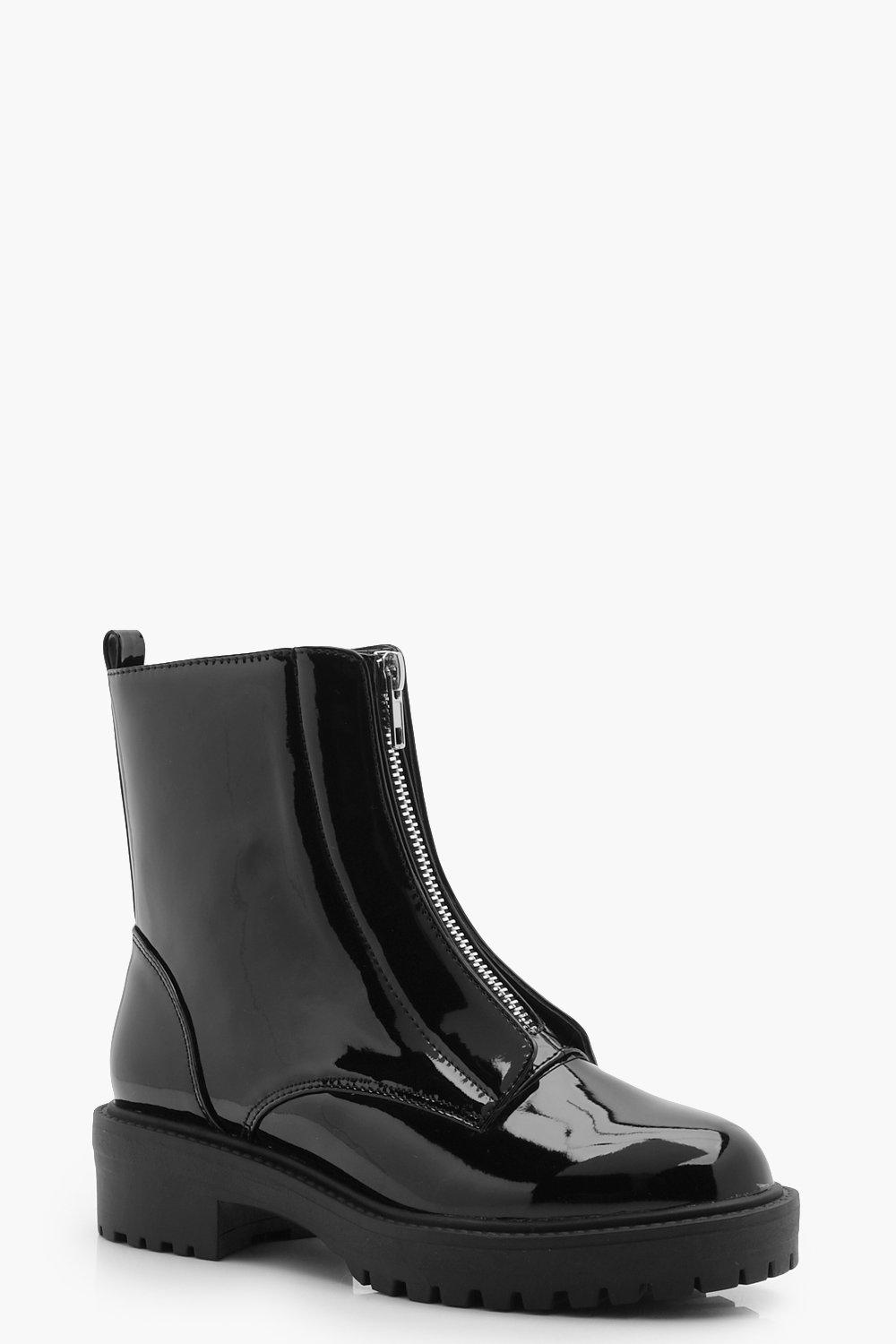 bottines noir zip devant