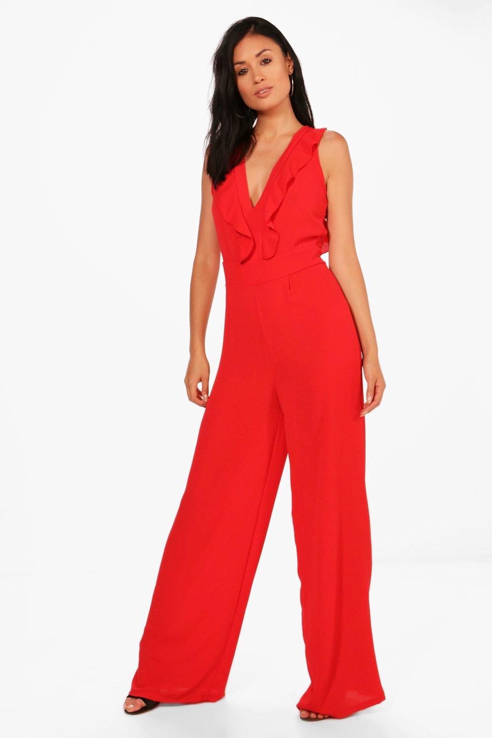 boohoo ruffle jumpsuit