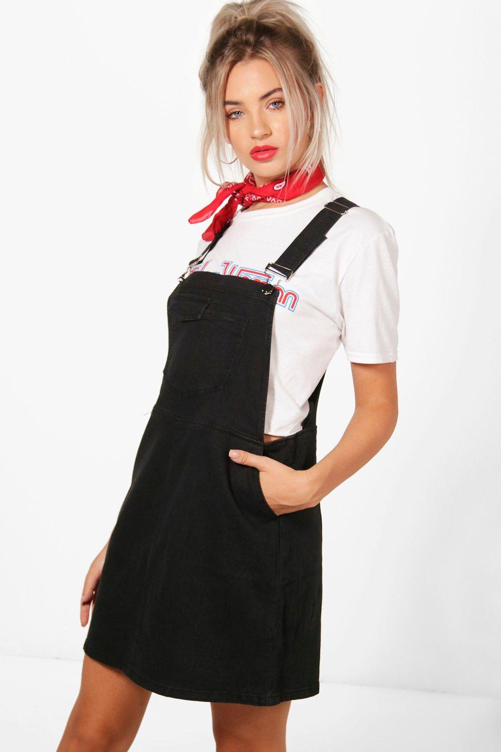 boohoo black pinafore