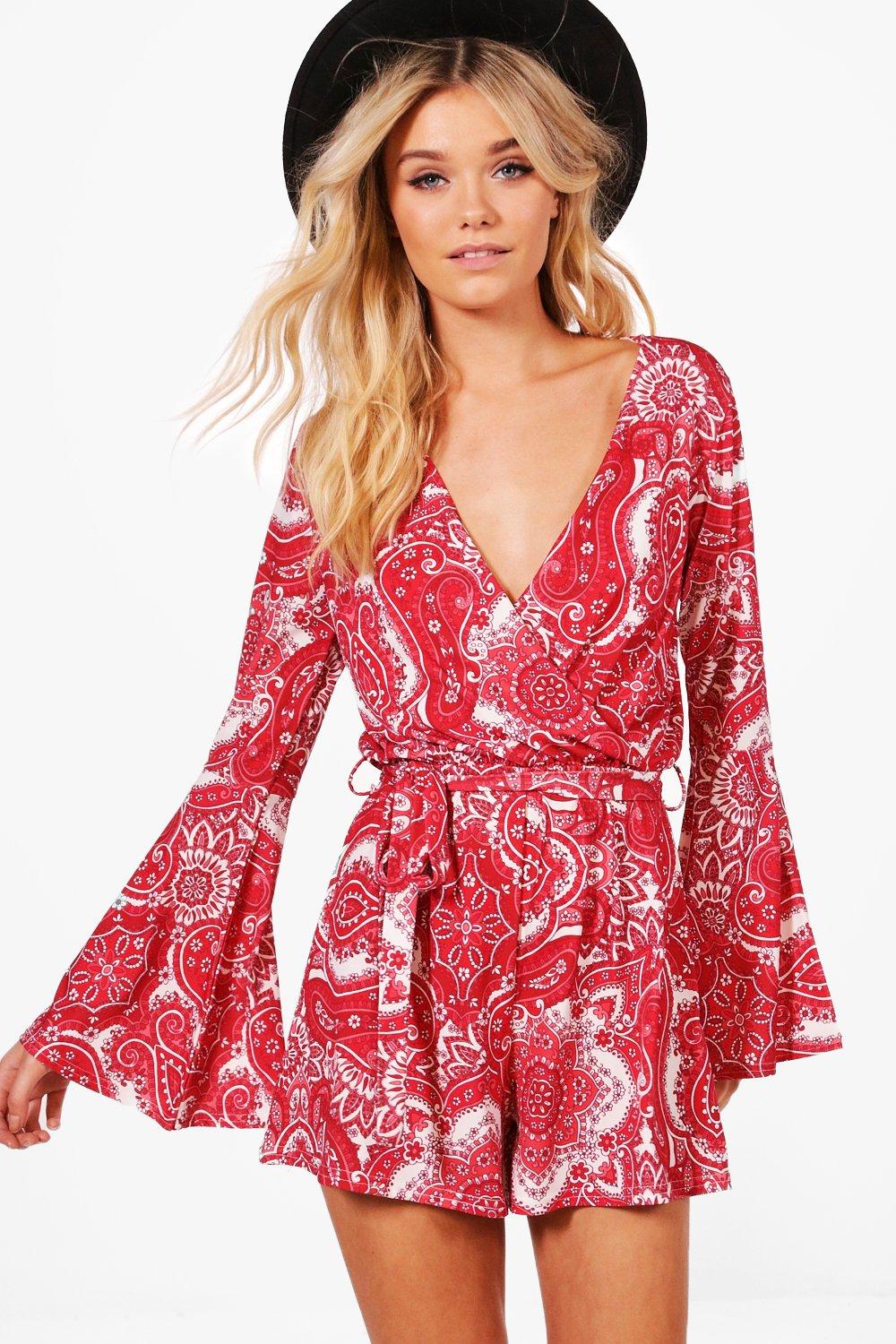 boohoo red playsuit