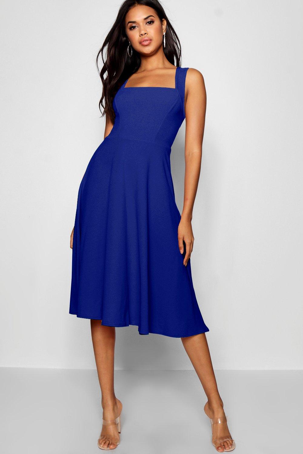 boohoo blue skater dress