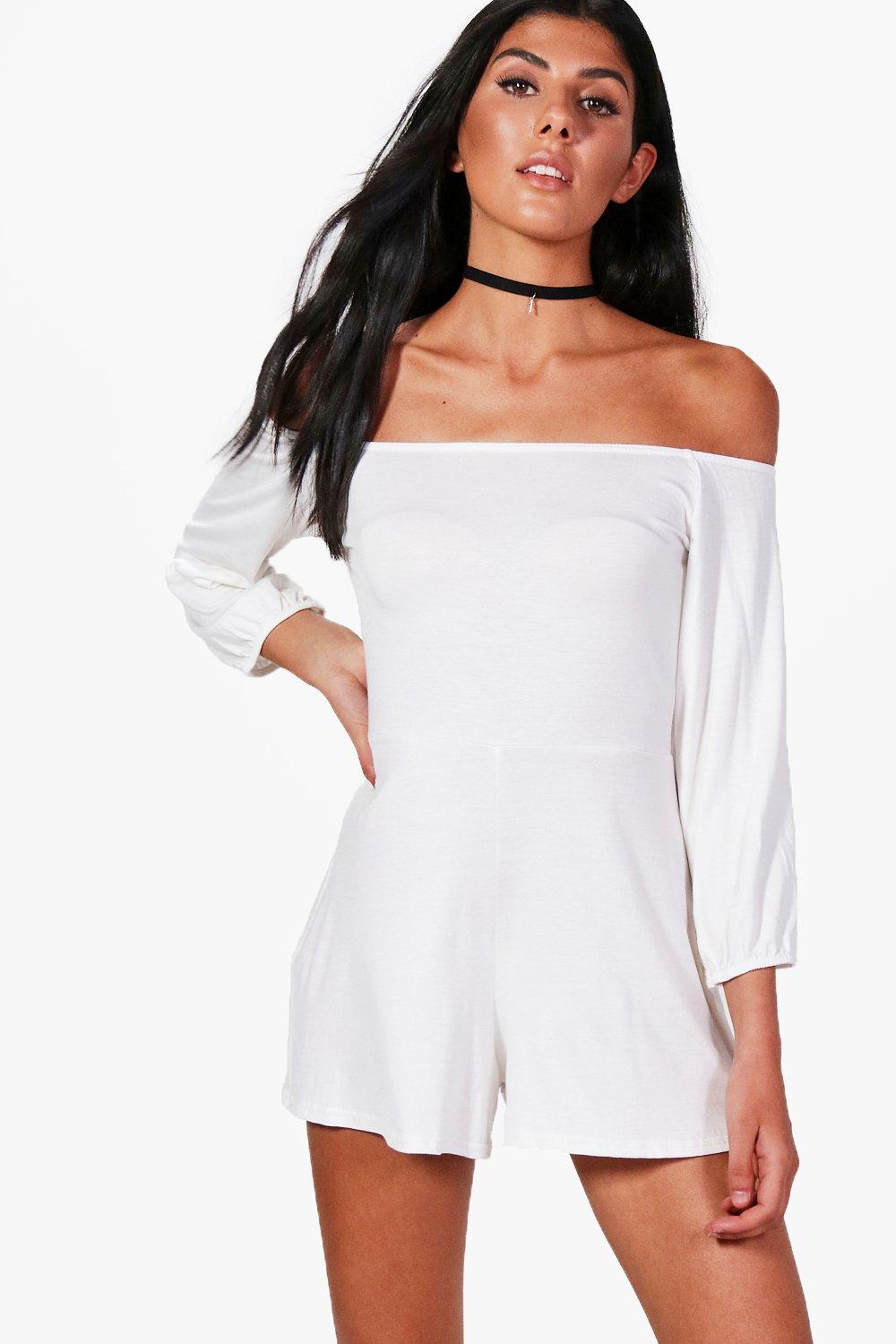 white off the shoulder playsuit