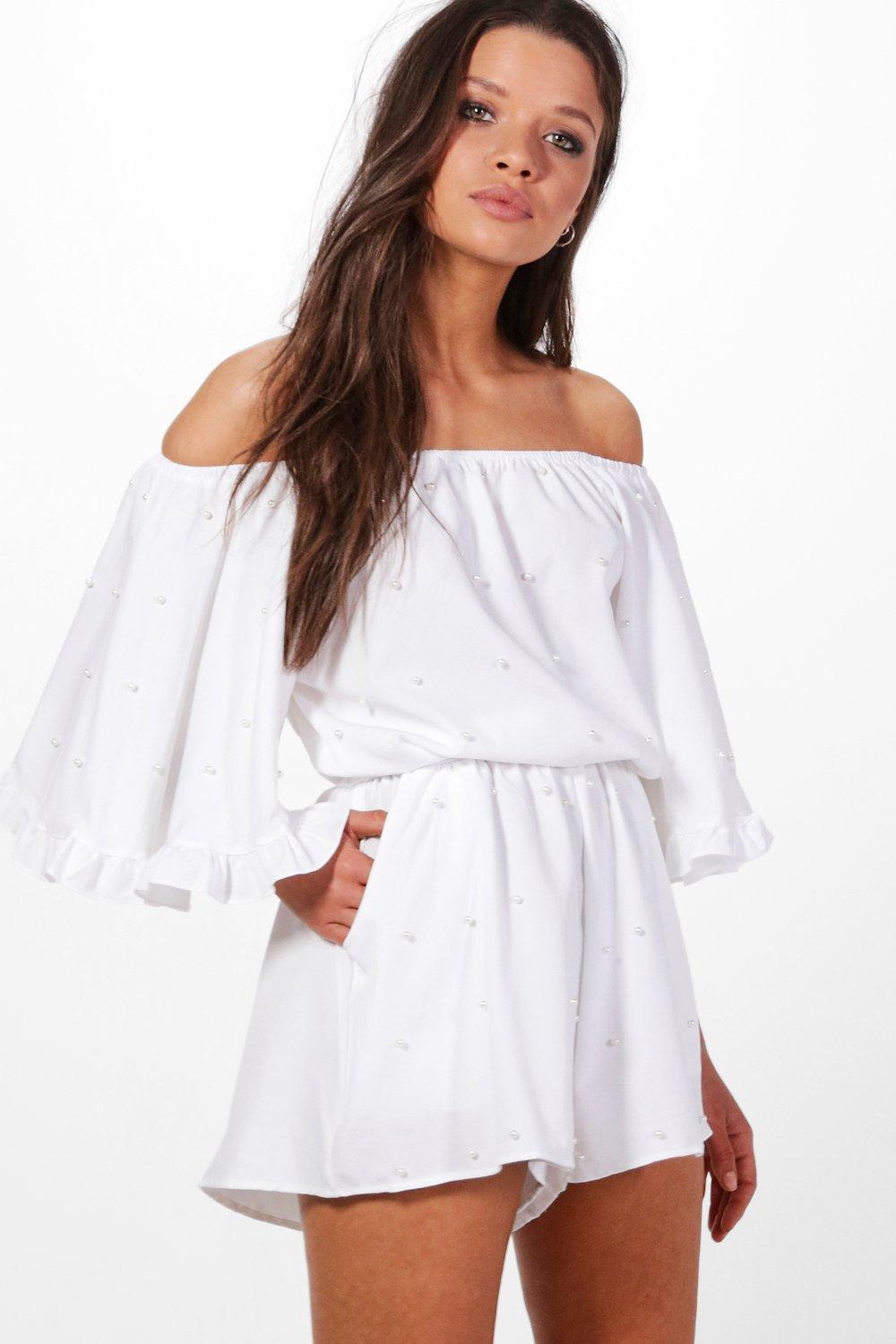 white embellished playsuit