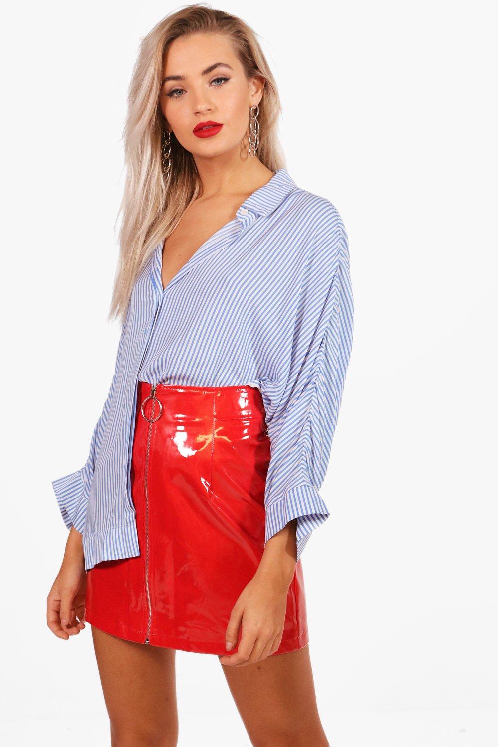 Niamh Stripe Oversized Swing Shirt | Boohoo