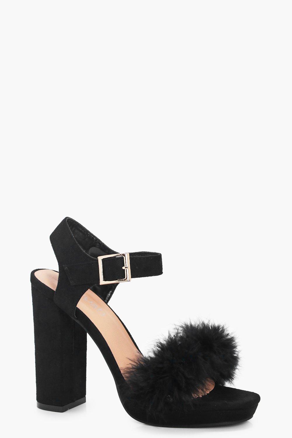 faux fur platform heels