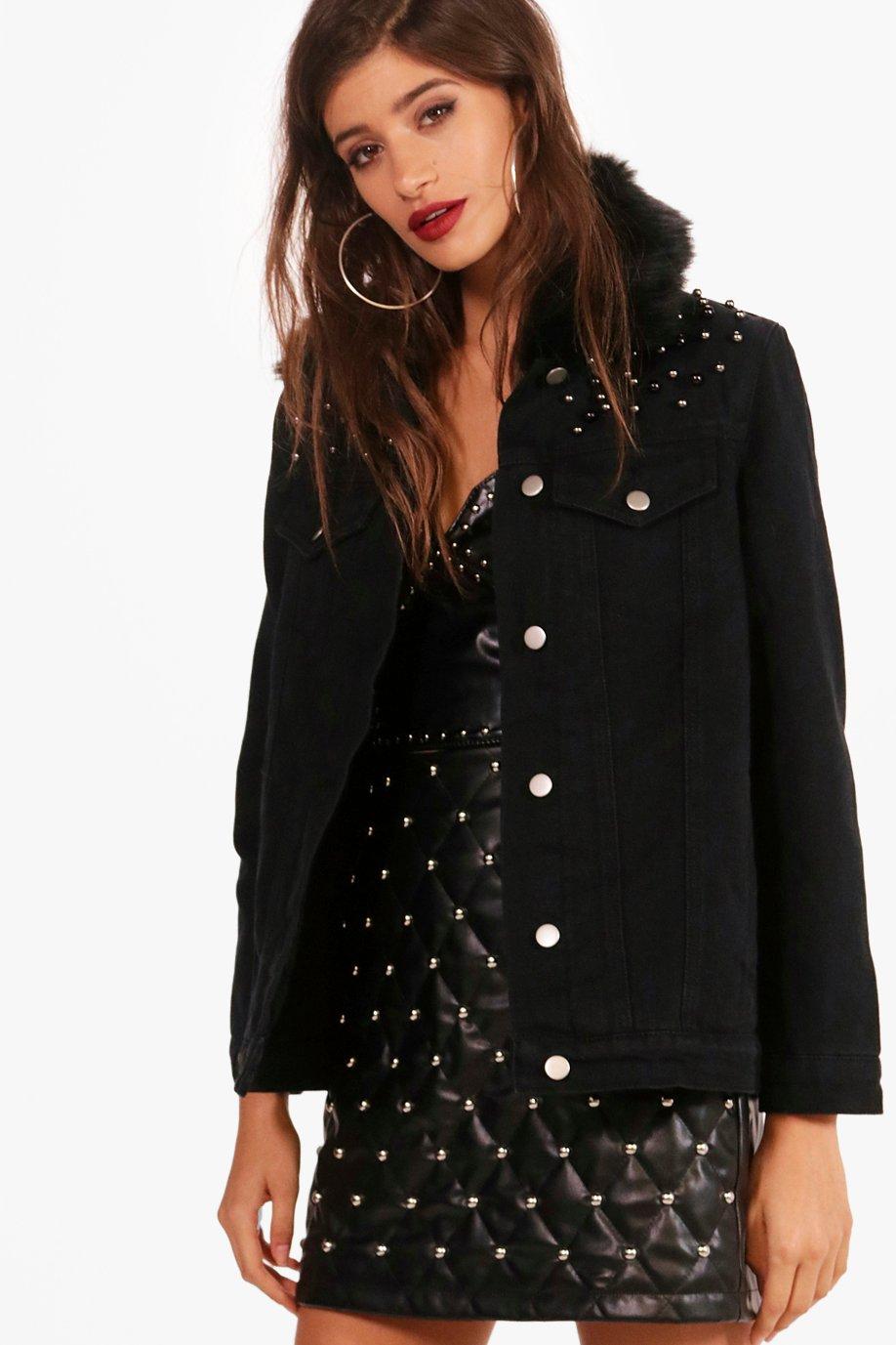 black jean jacket with fur