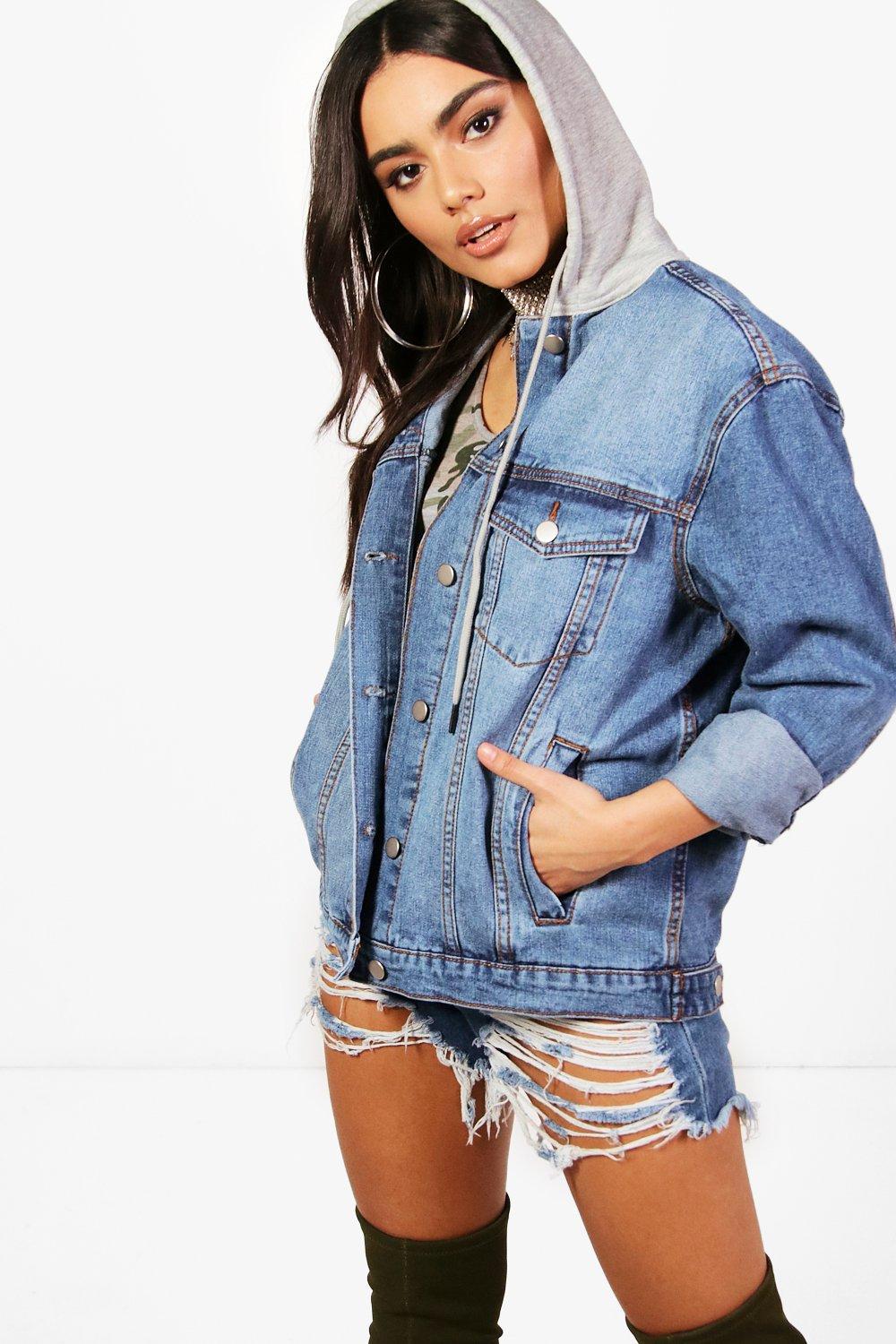 jean jacket with a hoodie