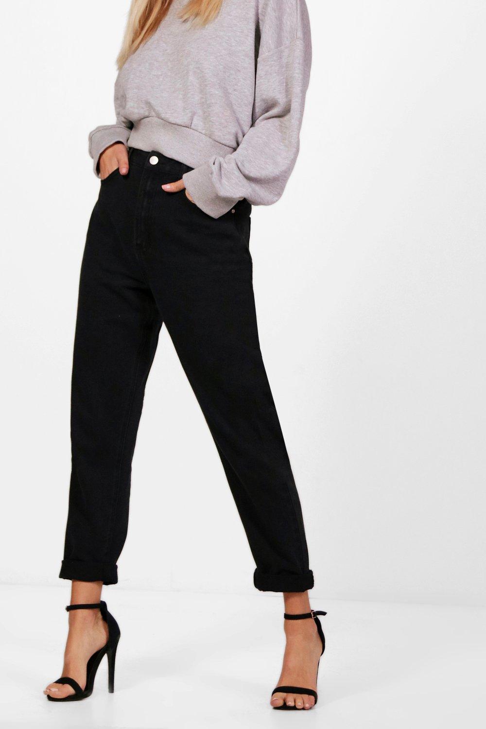 black high rise mom jeans