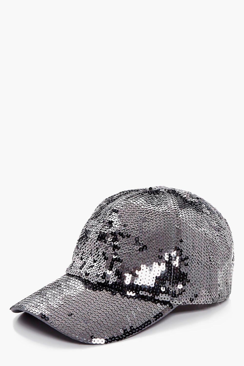 black sequin baseball cap