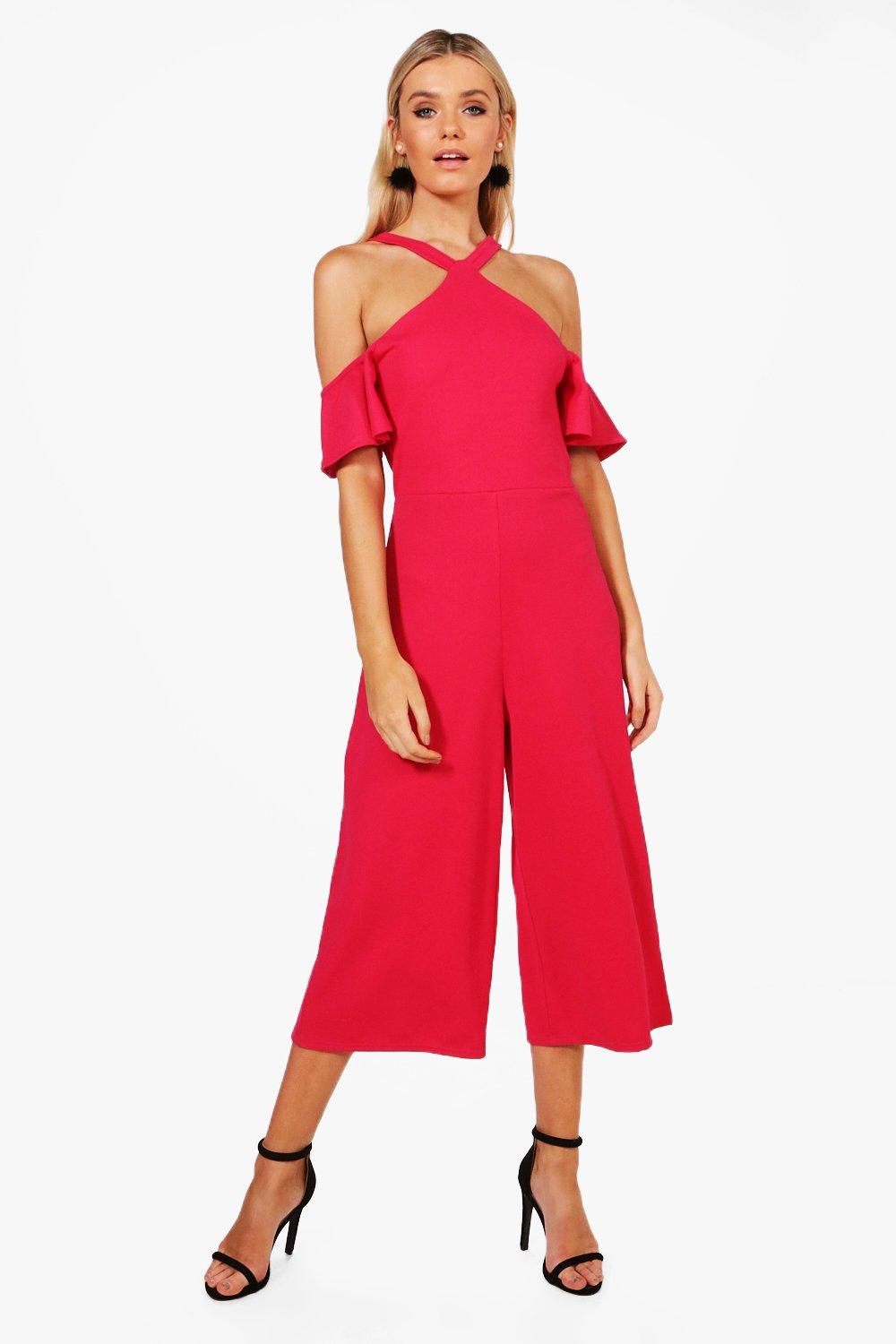 cold shoulder culotte jumpsuit