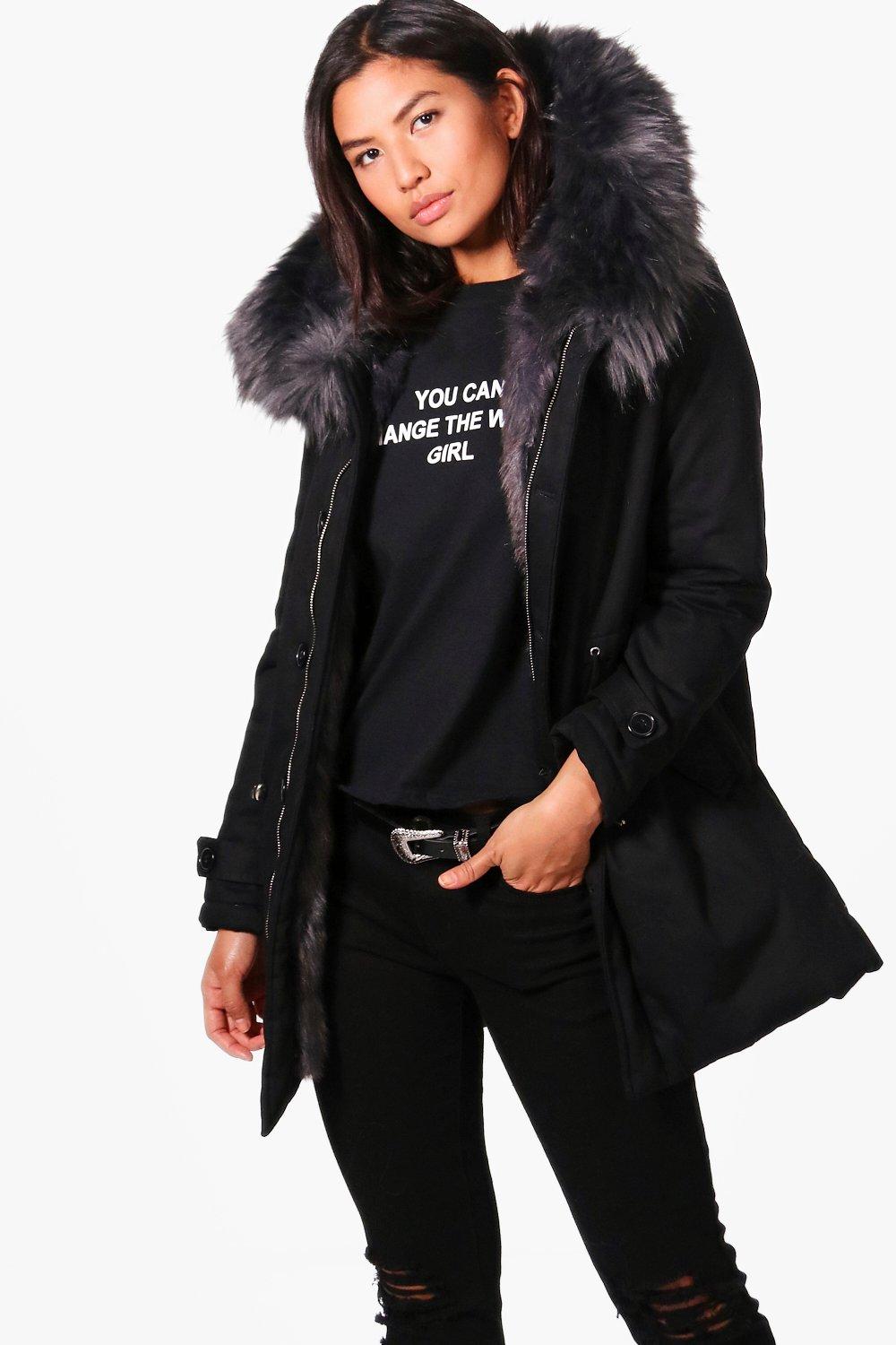 boutique faux fur parka