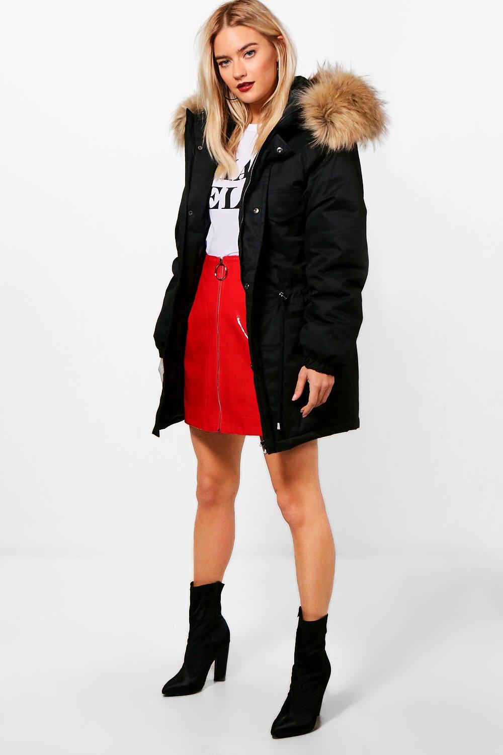 boutique faux fur parka