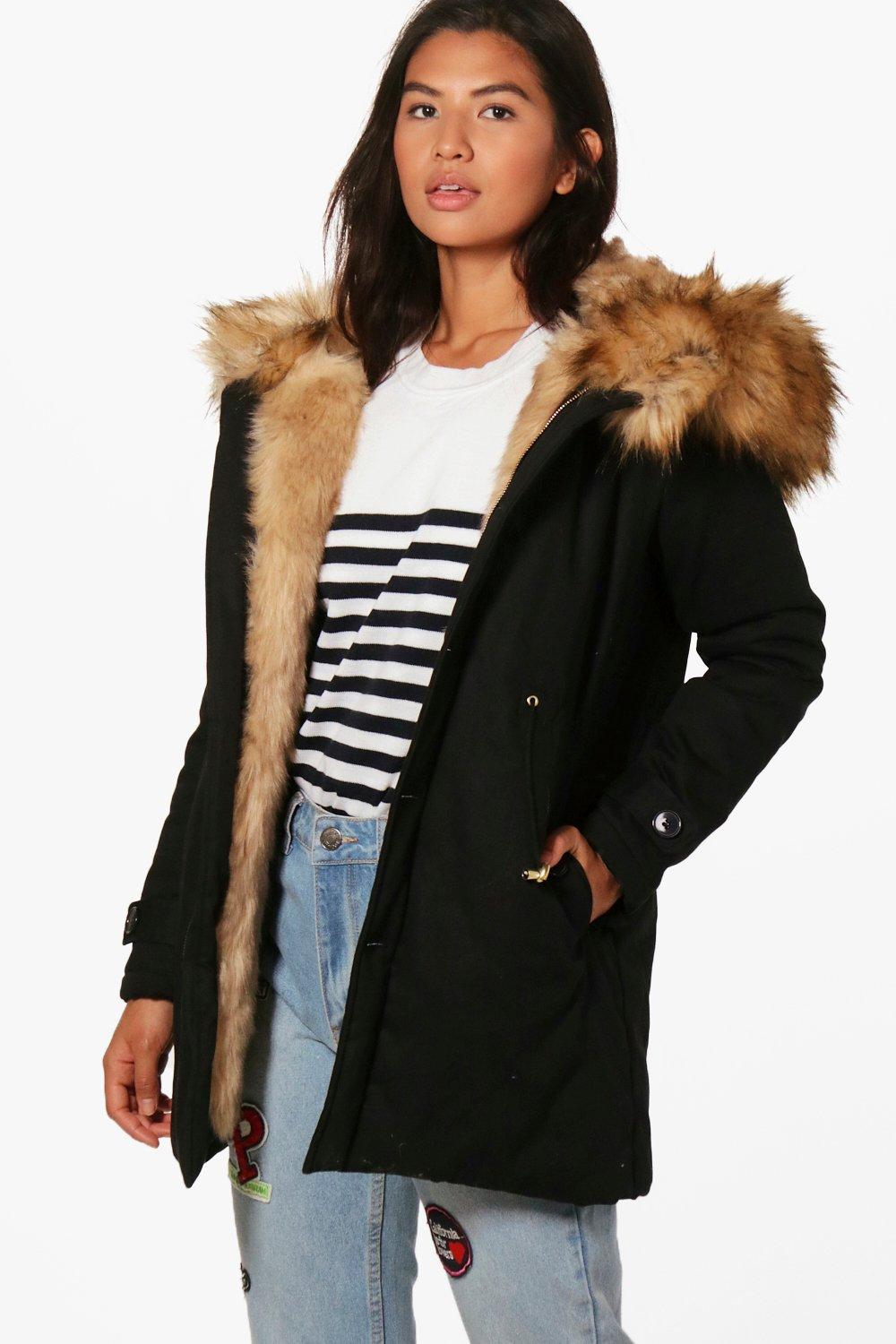 boutique faux fur parka