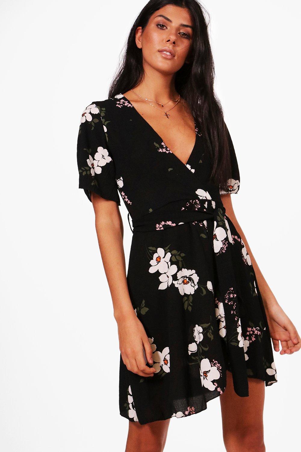 boohoo ruffle tea dress