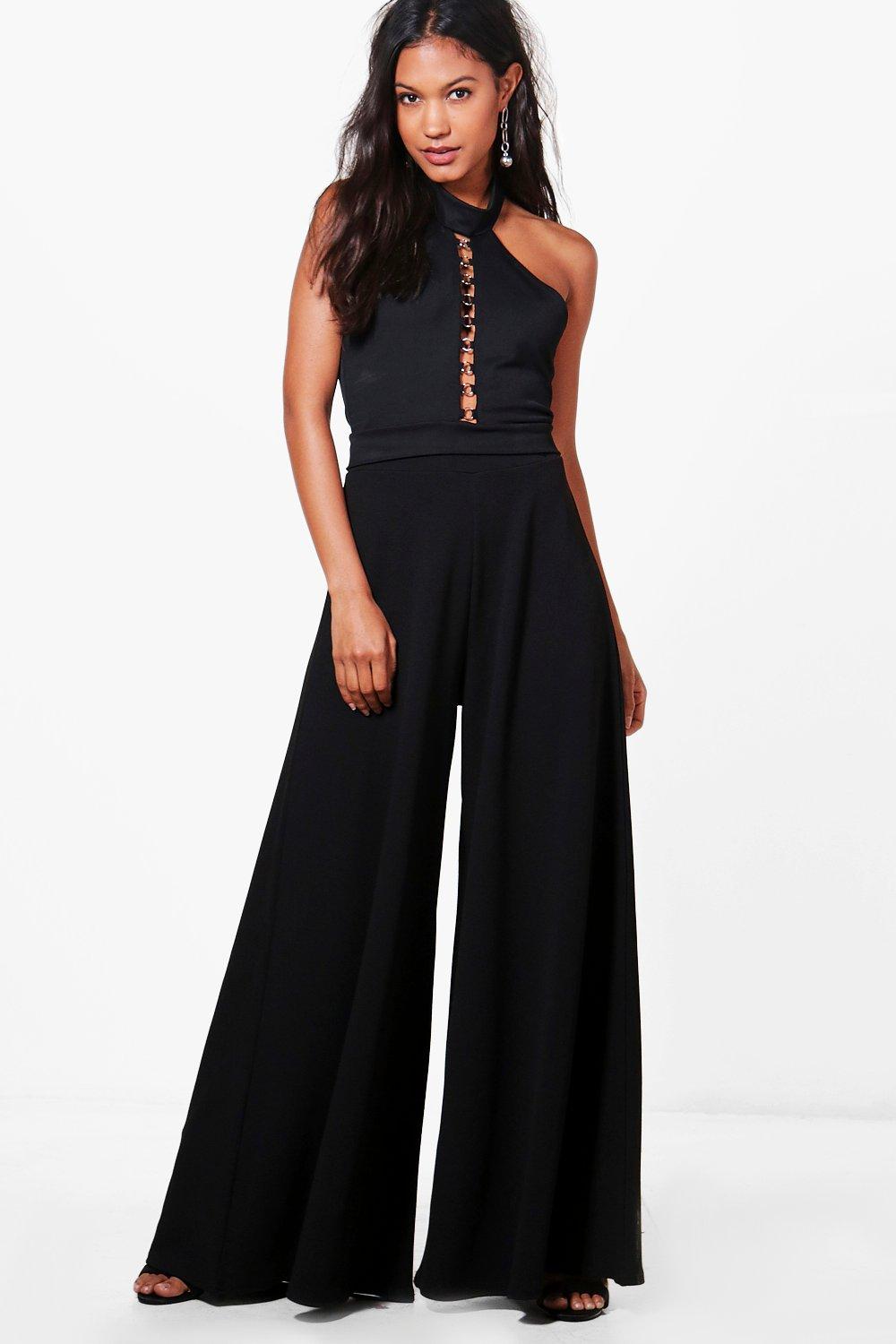 black wide leg trousers