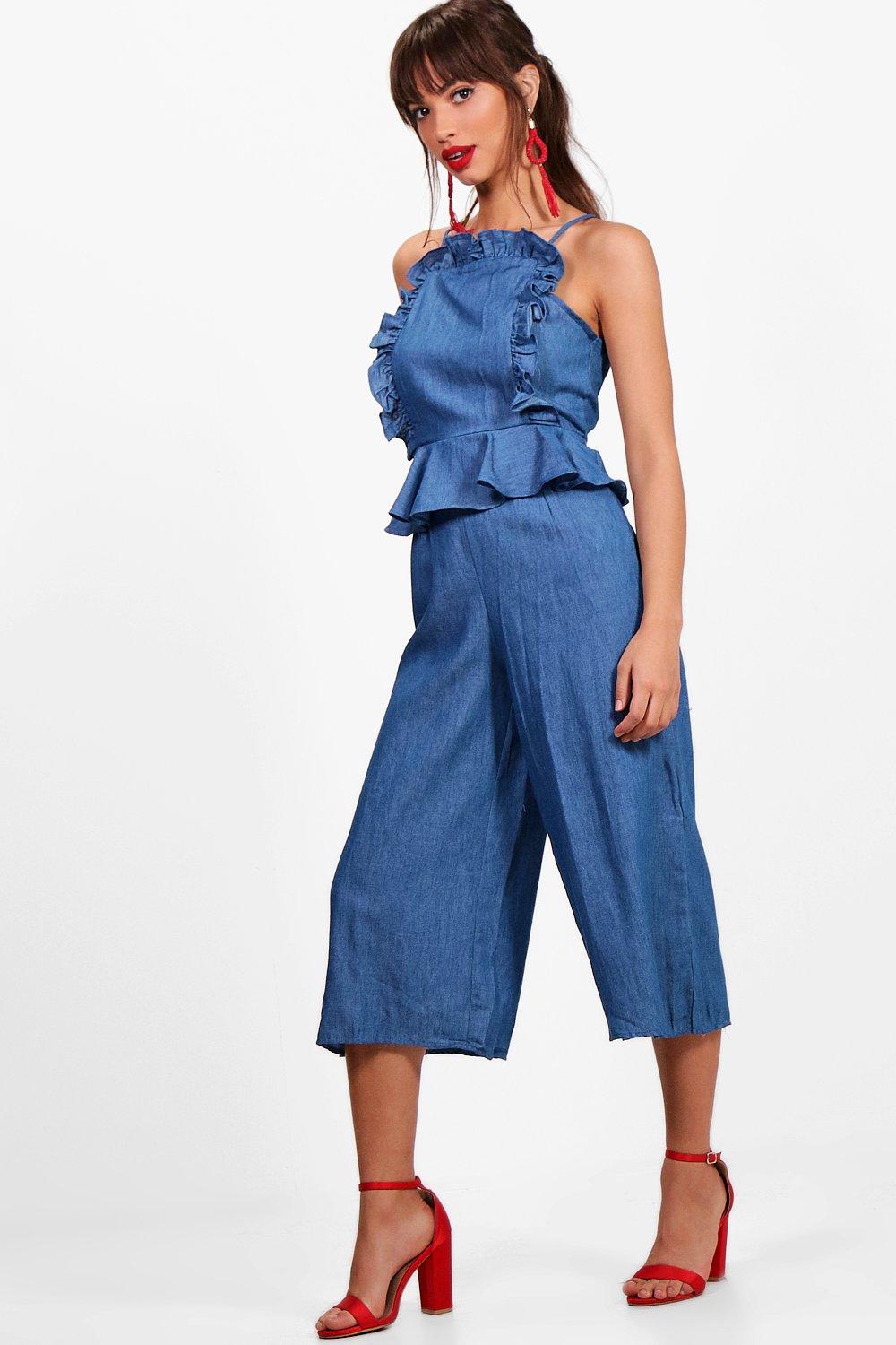 wide leg jumpsuit denim