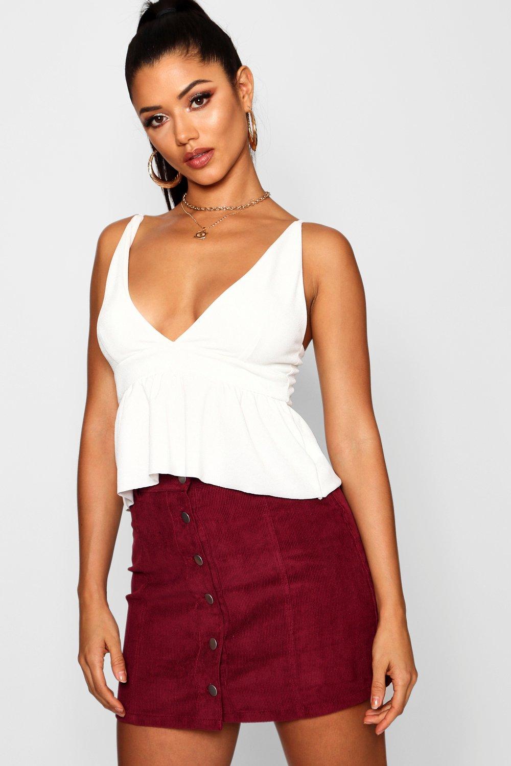 maroon cord skirt