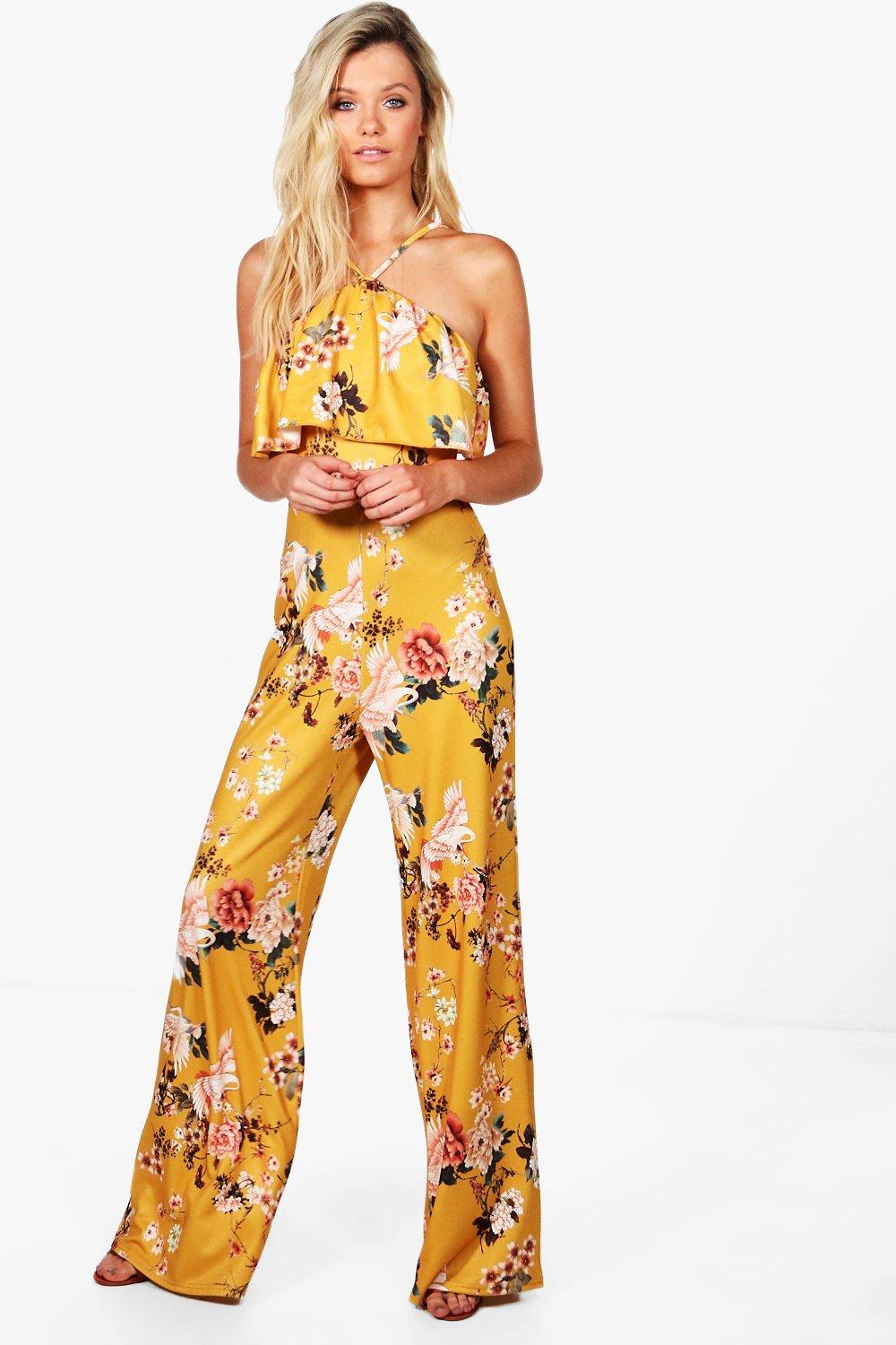 yellow wide leg jumpsuit