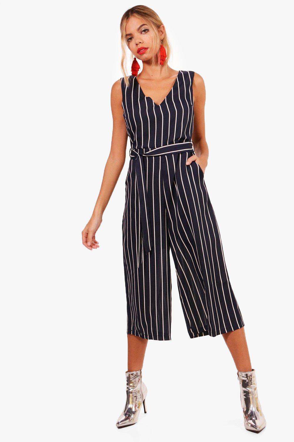 belted culotte jumpsuit