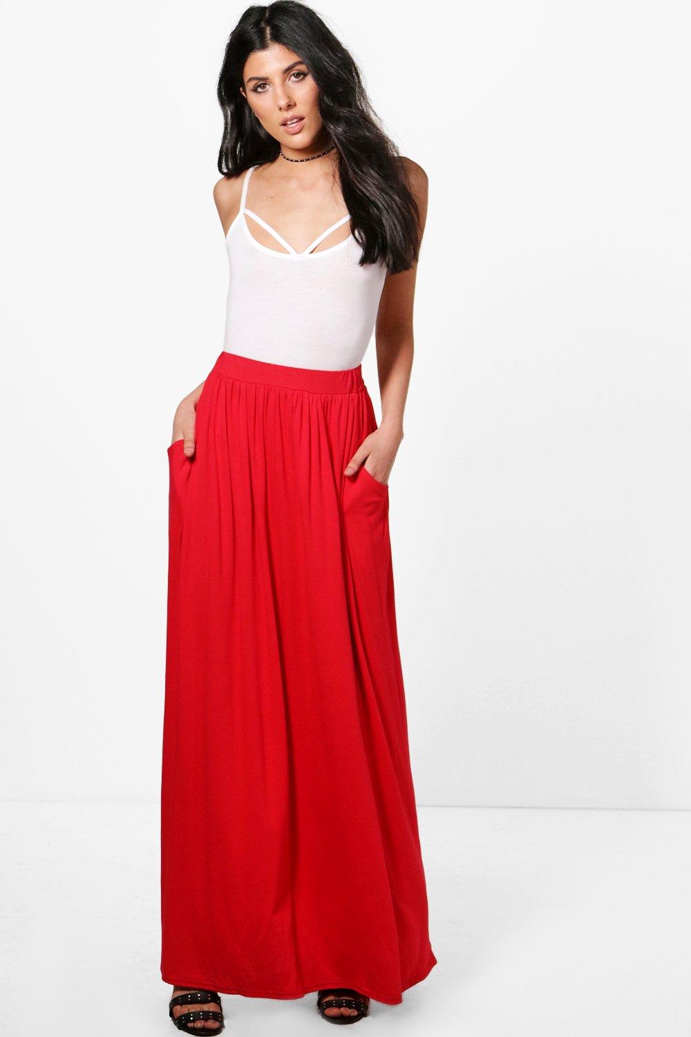 Farrah Pocket Front Jersey Maxi Skirt | Boohoo