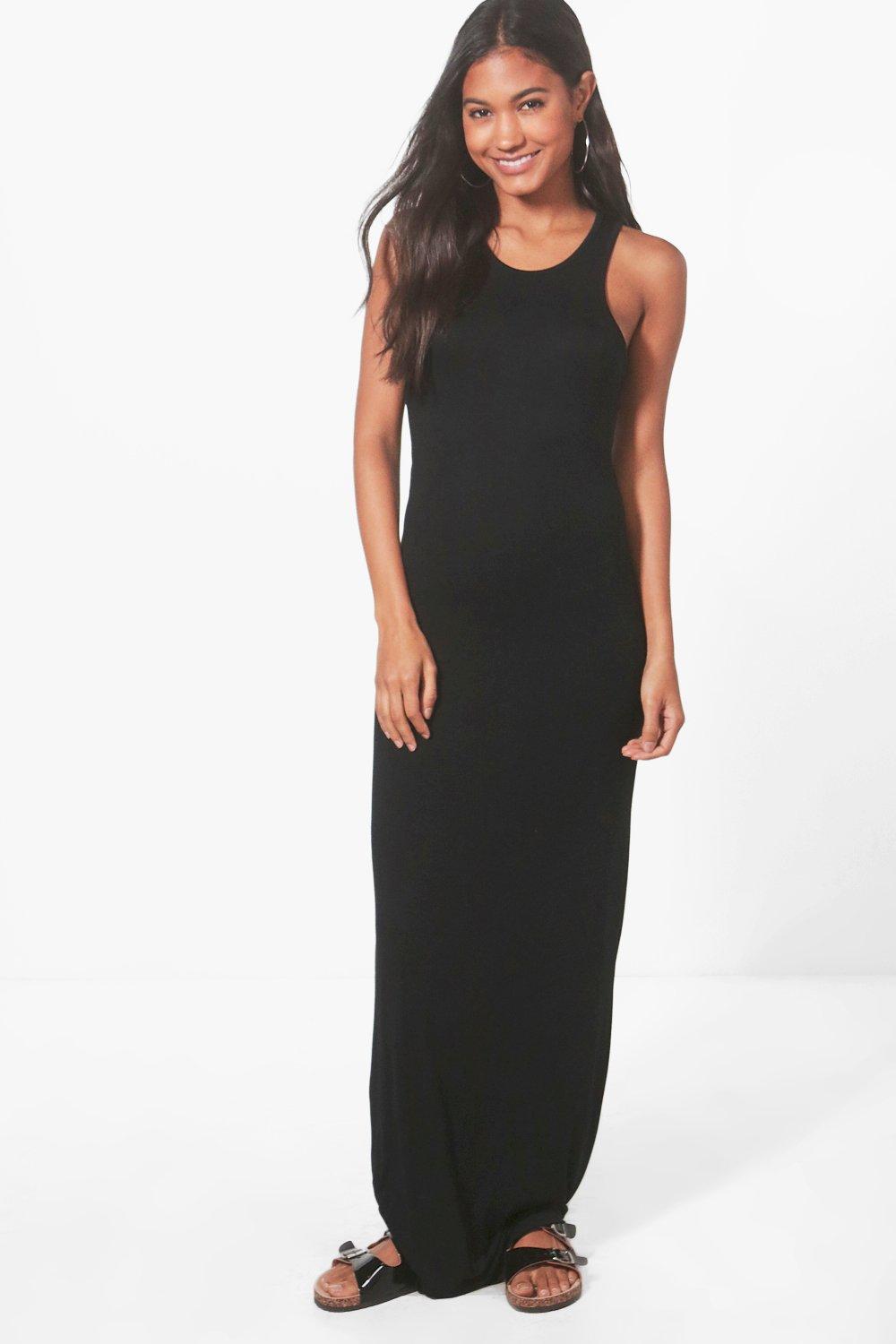 

Sheeva Basic Racer Front Maxi Dress, Черный