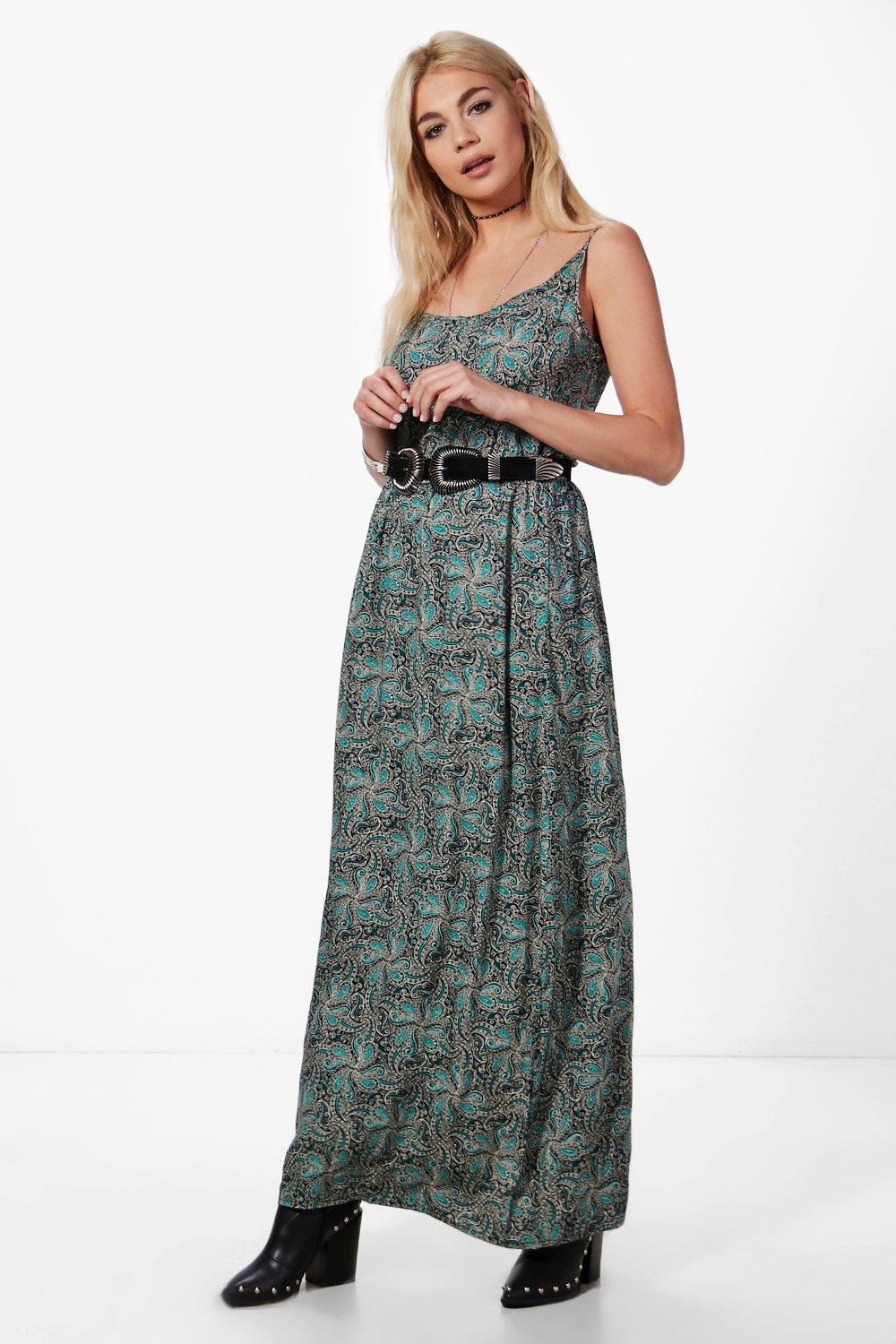 boohoo paisley print midi dress