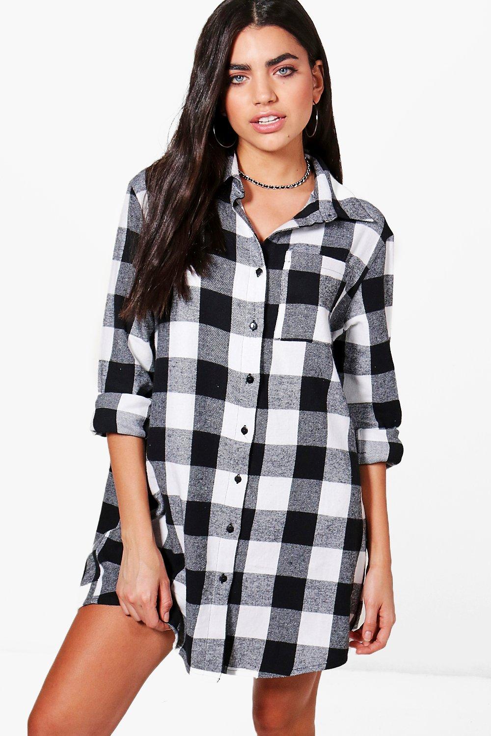 checked shirt dress