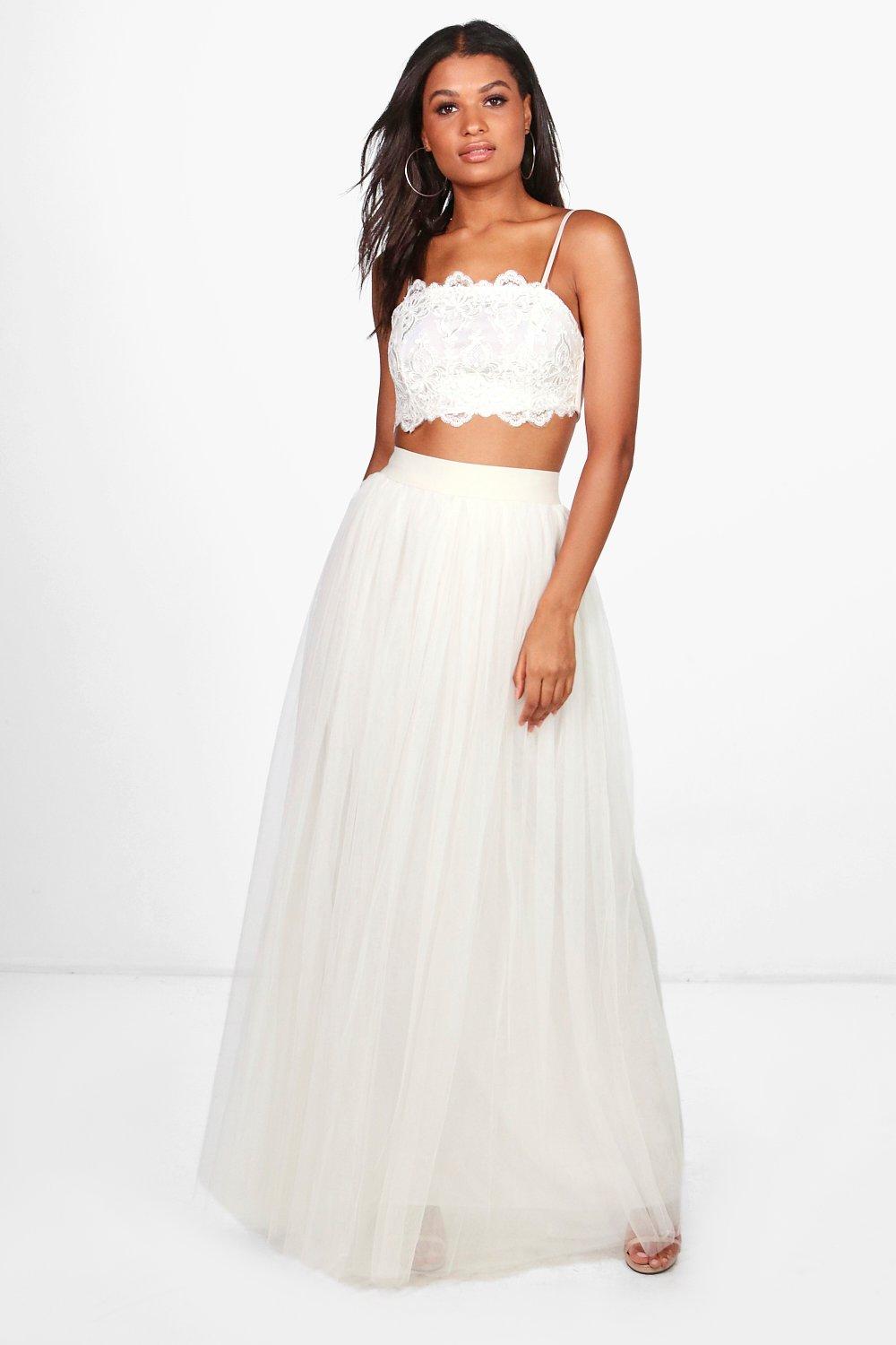 boohoo white maxi skirt