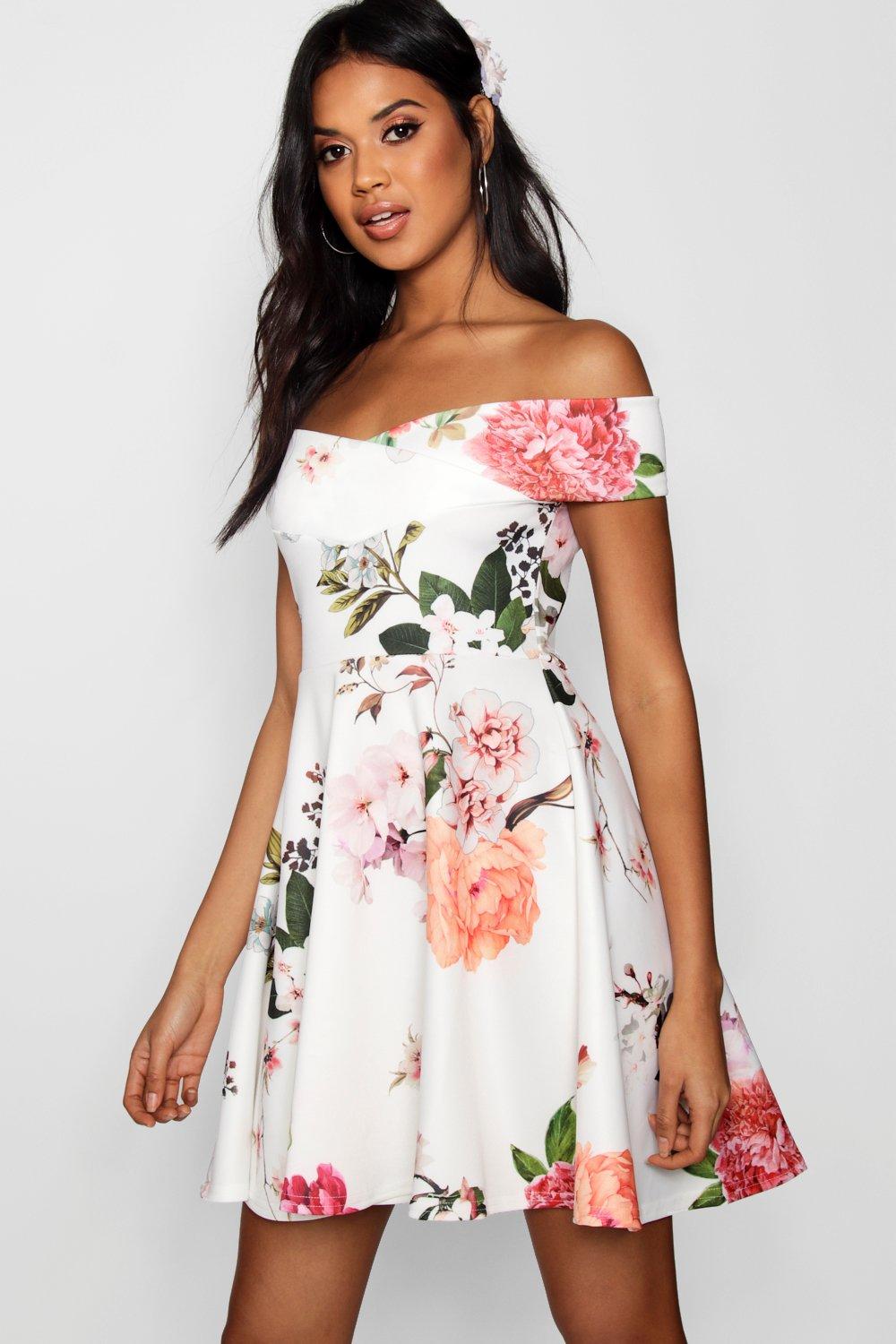 off the shoulder floral dress