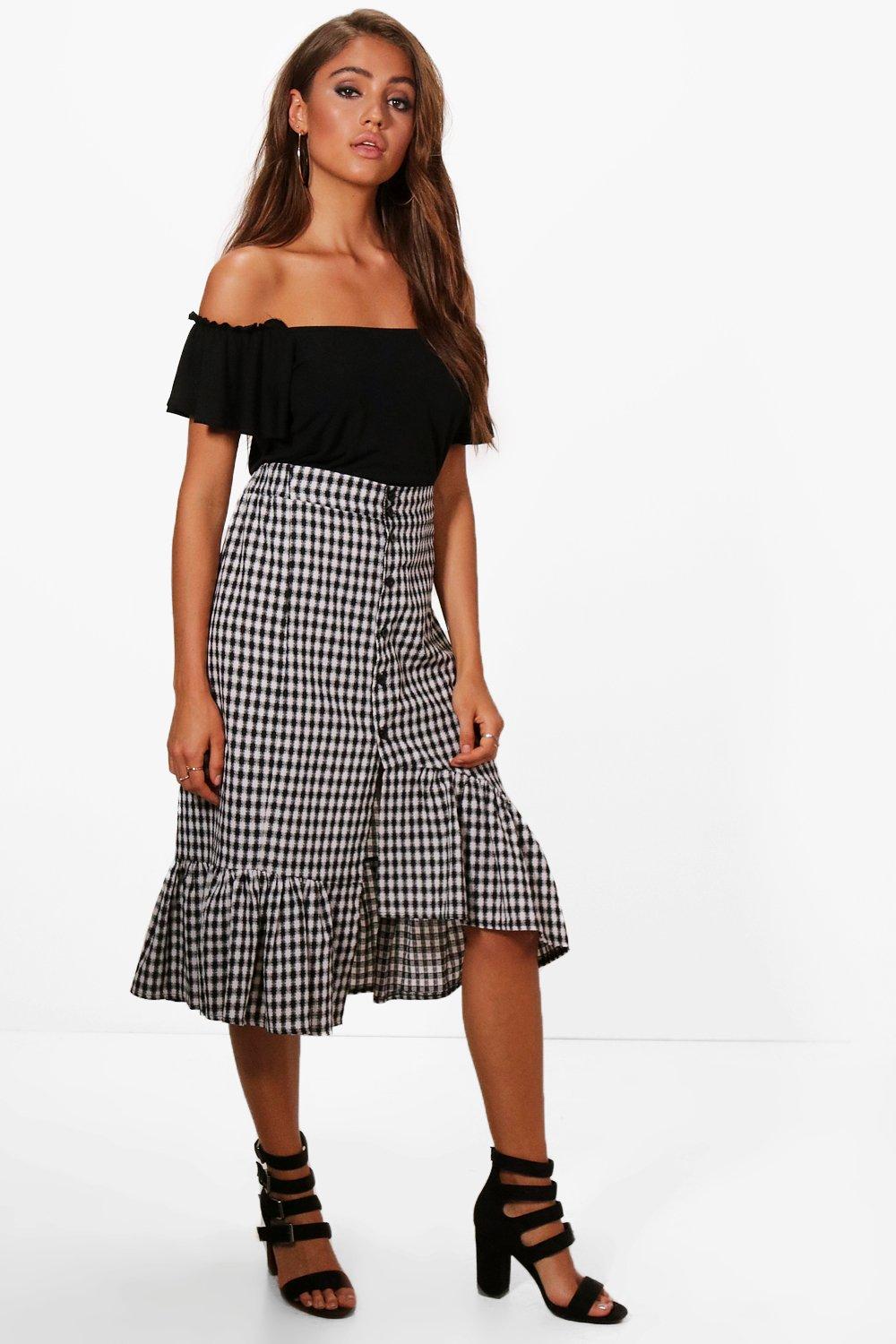 gingham skirt midi