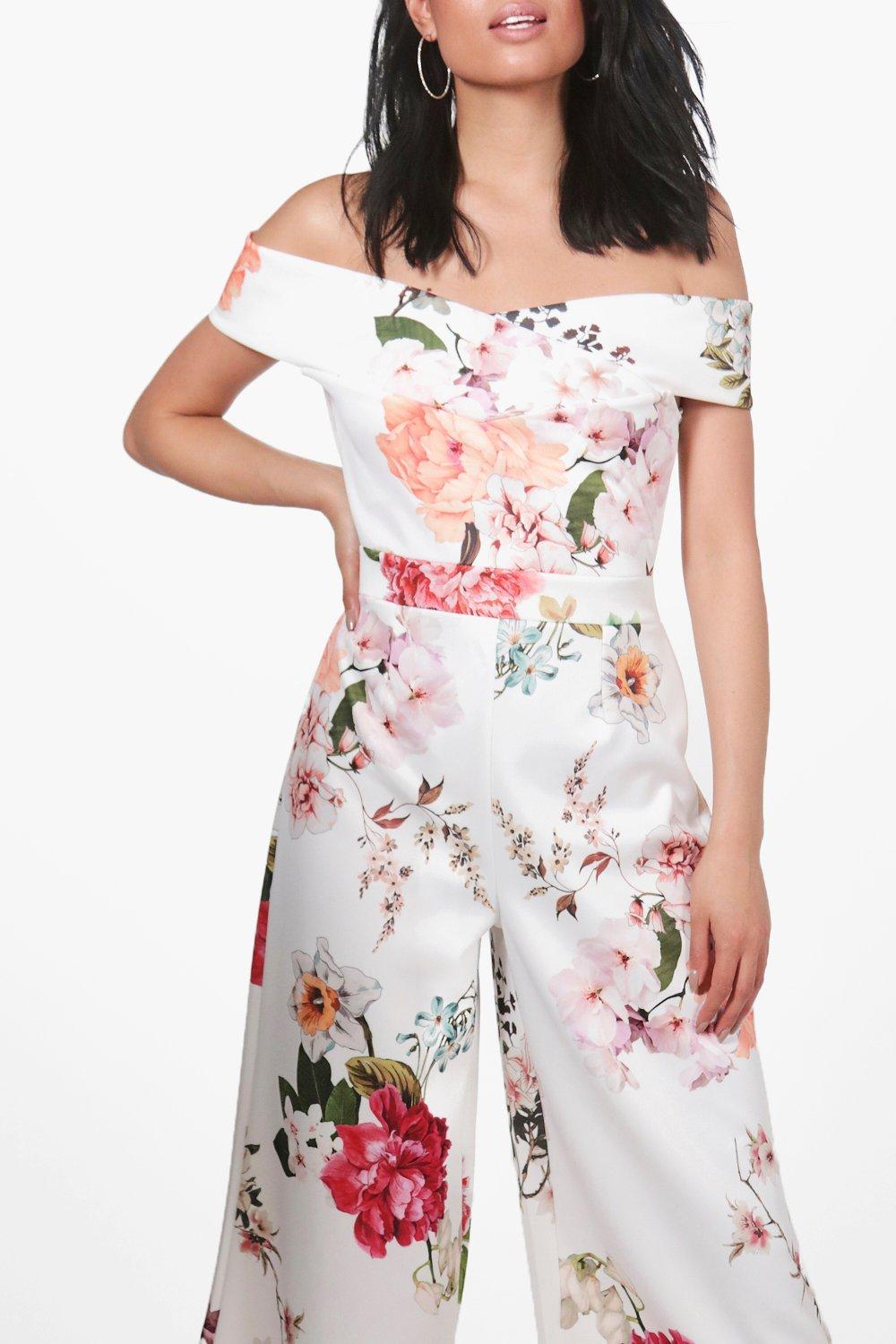 floral bardot jumpsuit