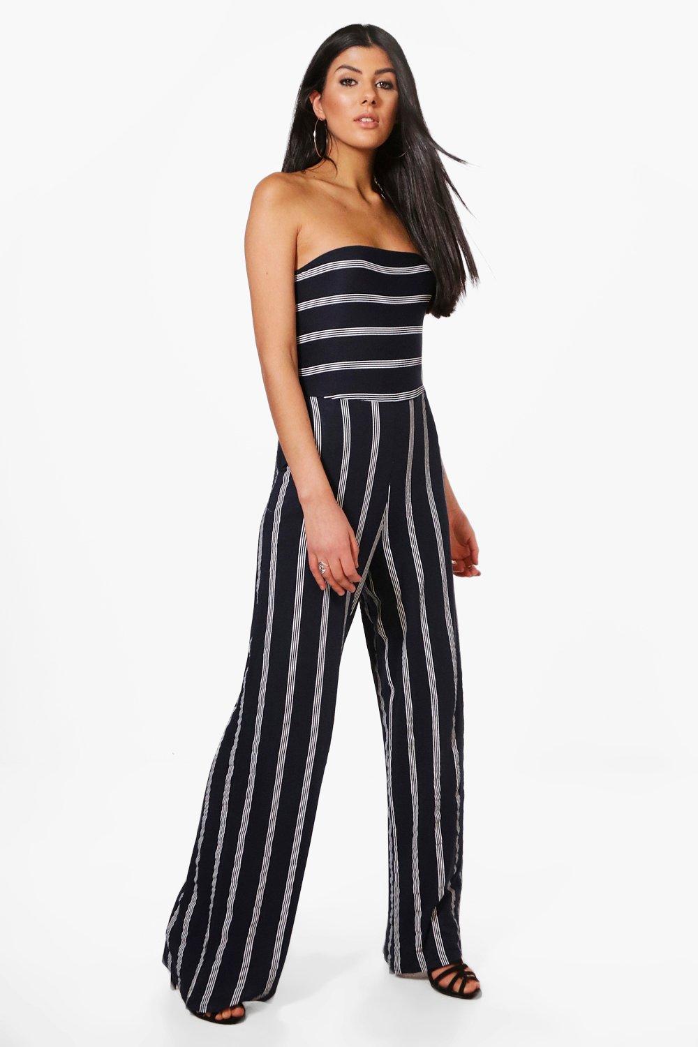 striped bandeau jumpsuit