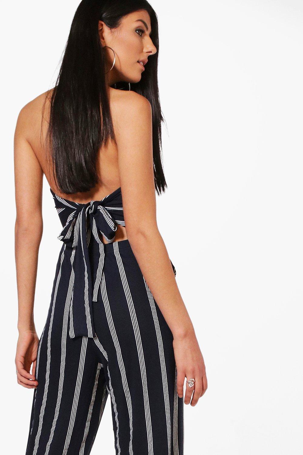 striped bandeau jumpsuit