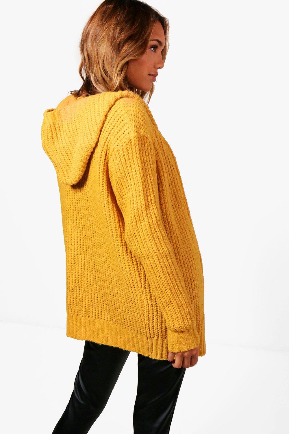 mustard hooded cardigan