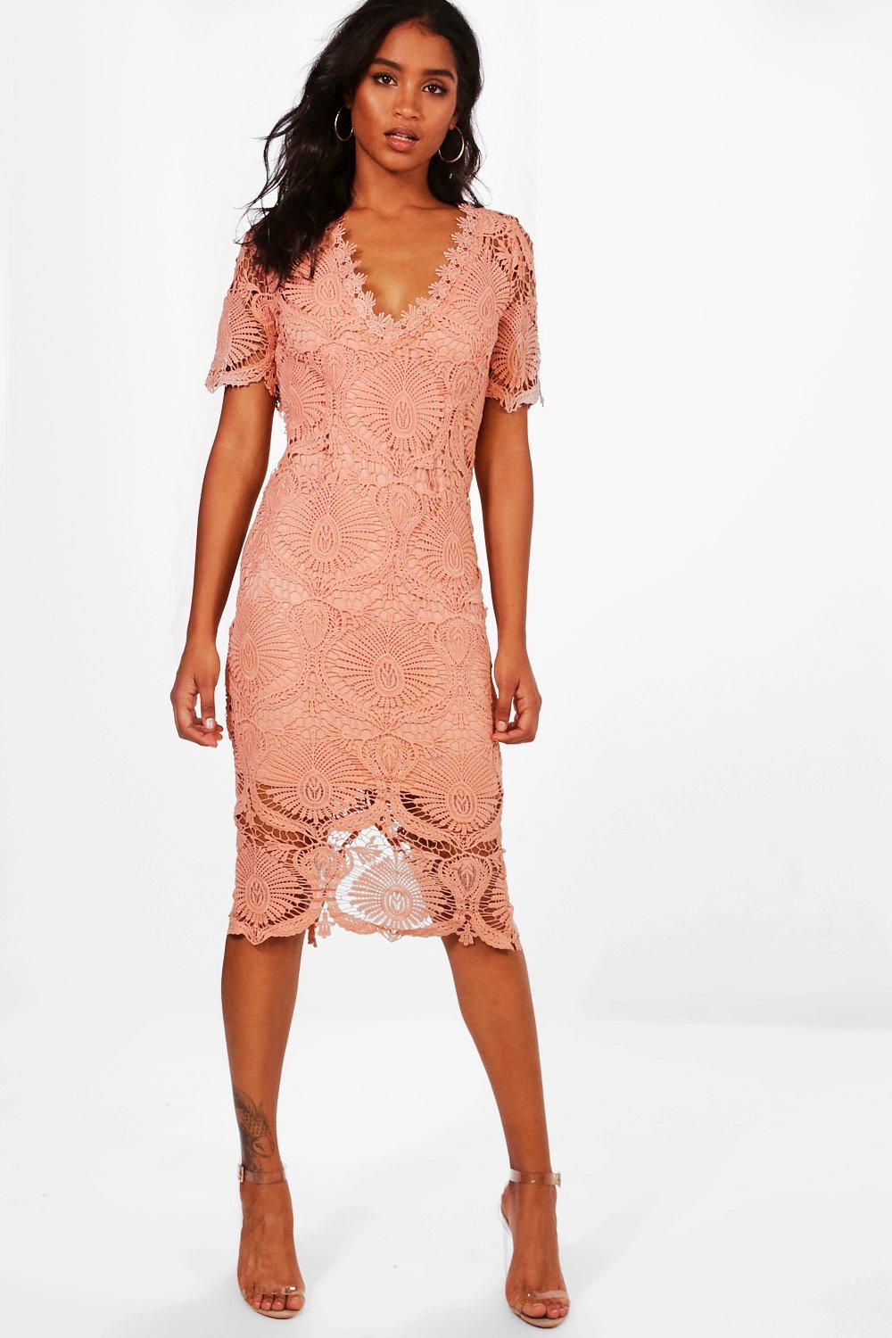 lace cap sleeve midi dress