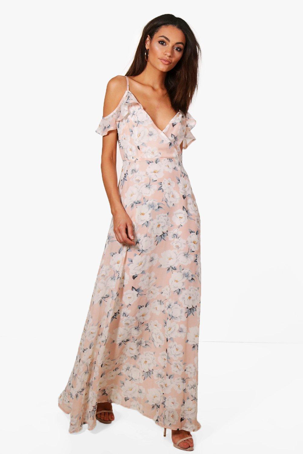 blush cold shoulder maxi dress