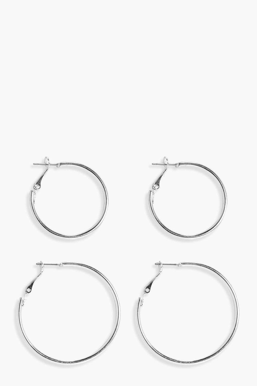 Womens Hoop Earrings 2 Pack - Grey - One Size, Grey