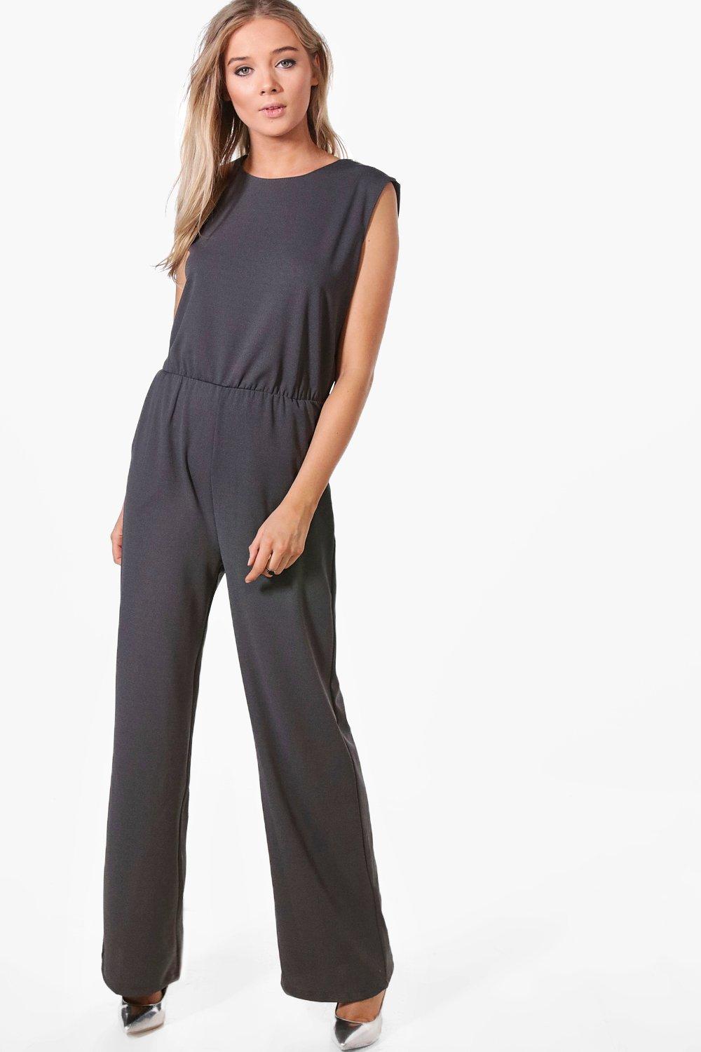 boohoo basic tailored wide leg jumpsuit