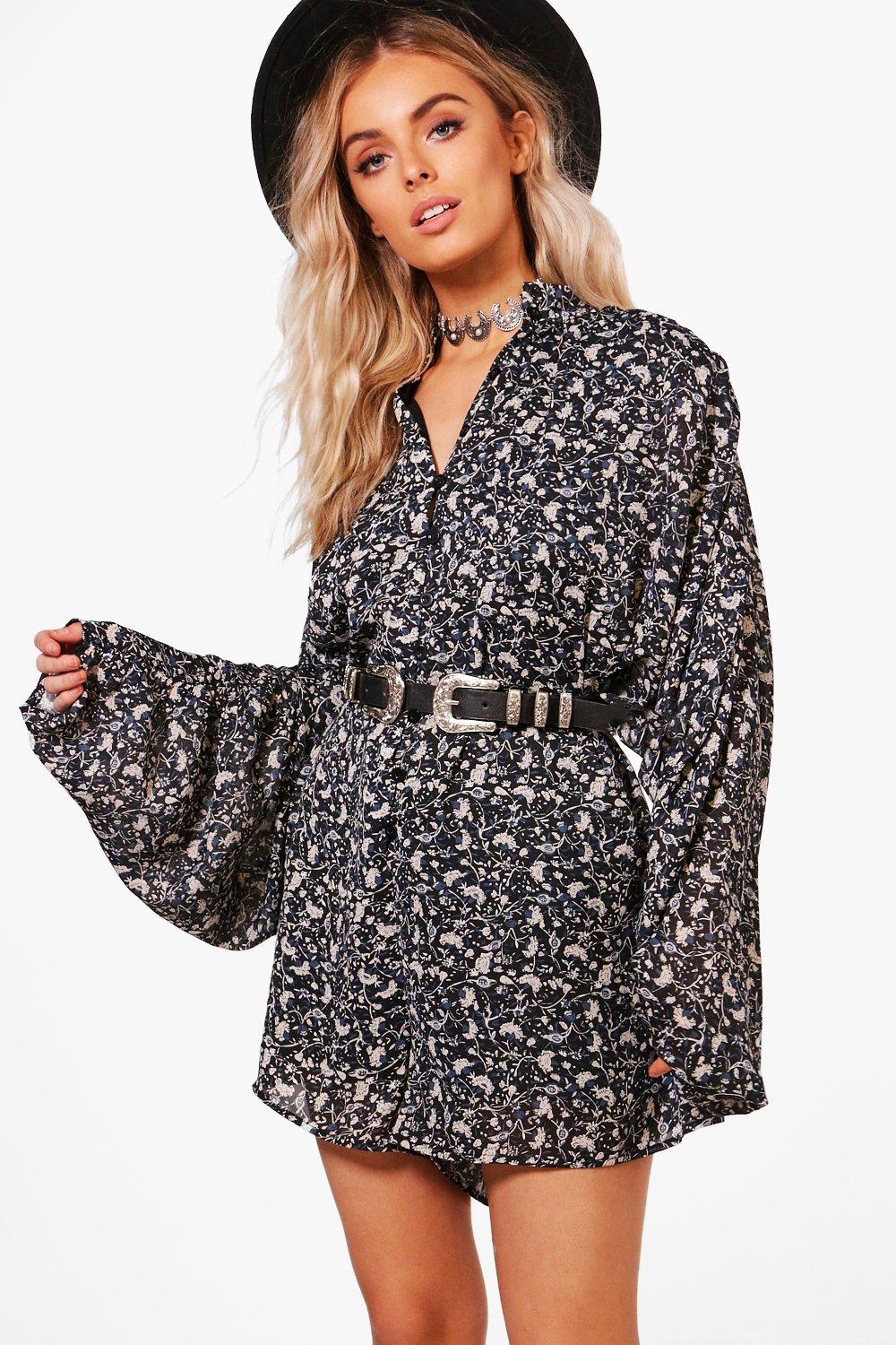 long sleeve playsuit boohoo