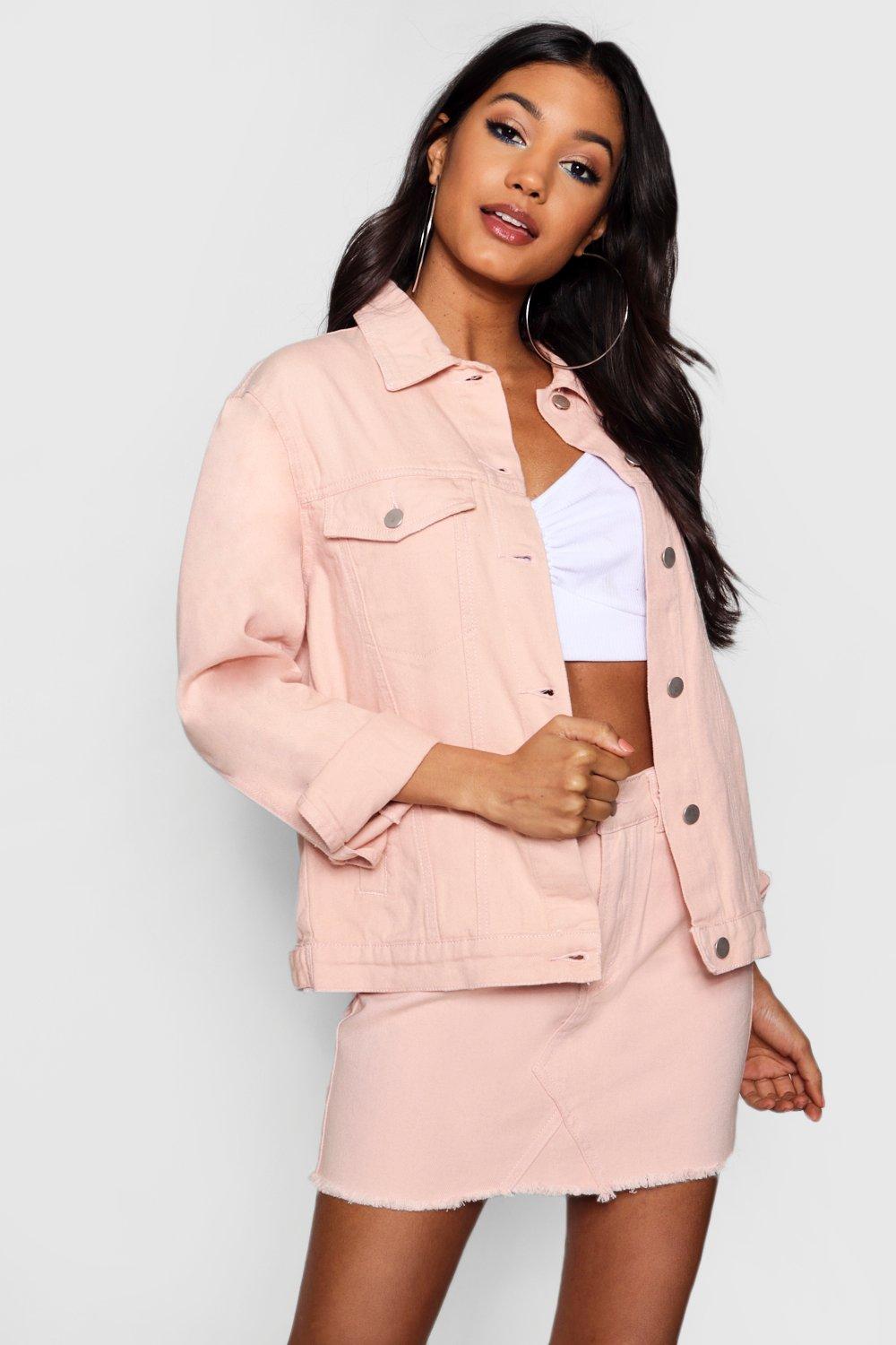 pink oversized denim jacket