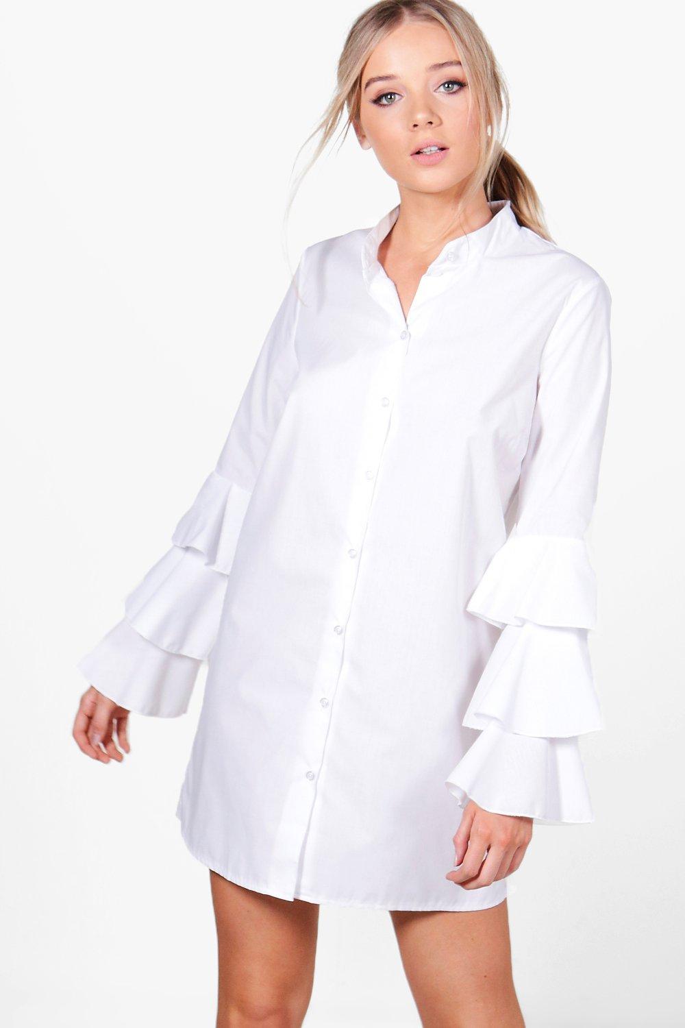 ruffle sleeve shirt dress