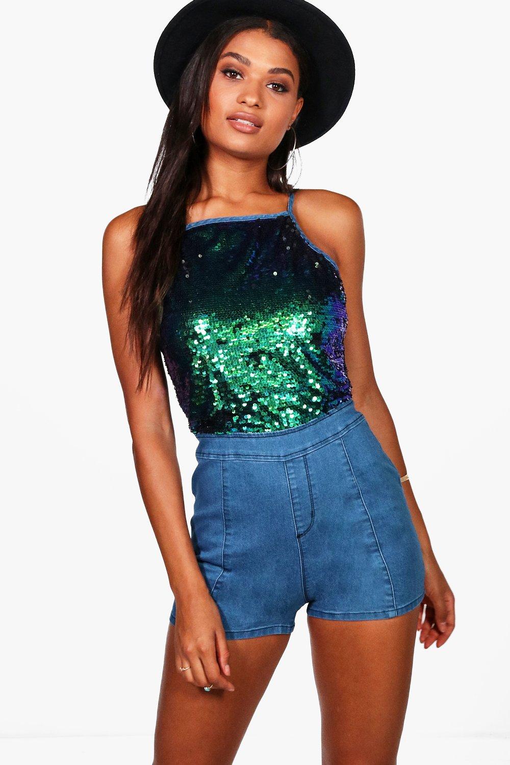 sequin playsuit boohoo