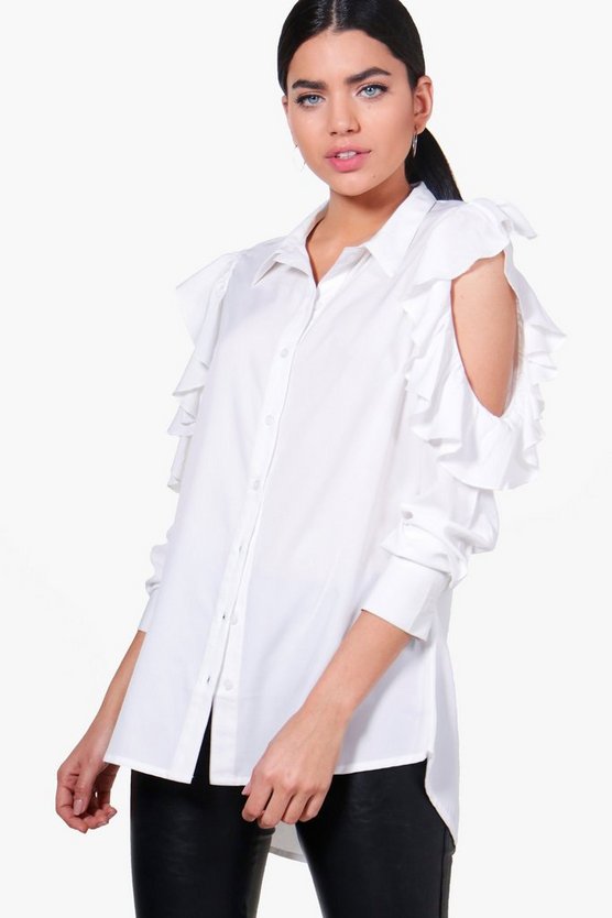 Lucy Ruffle Cold Shoulder Shirt