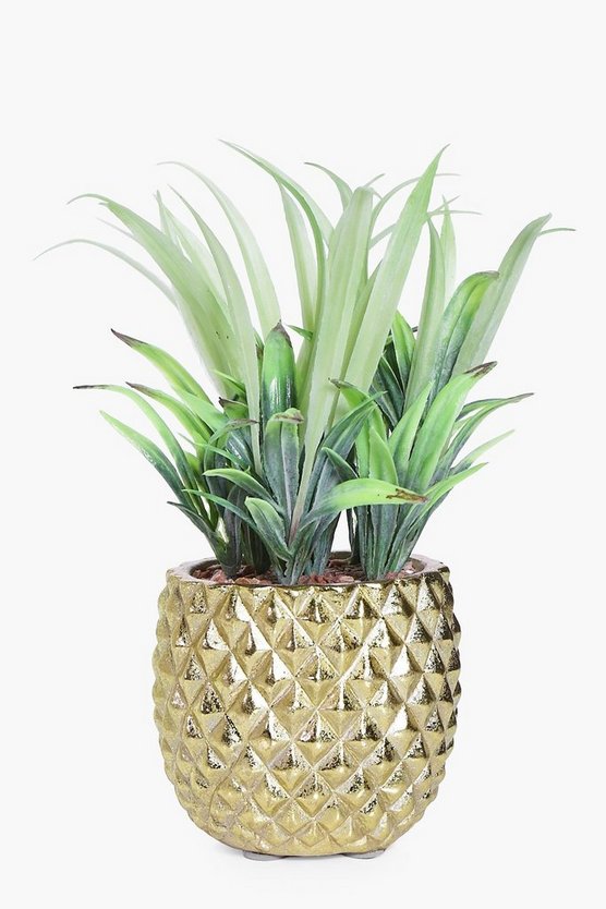 20cm Ceramic Pineapple Pot With Faux Plant