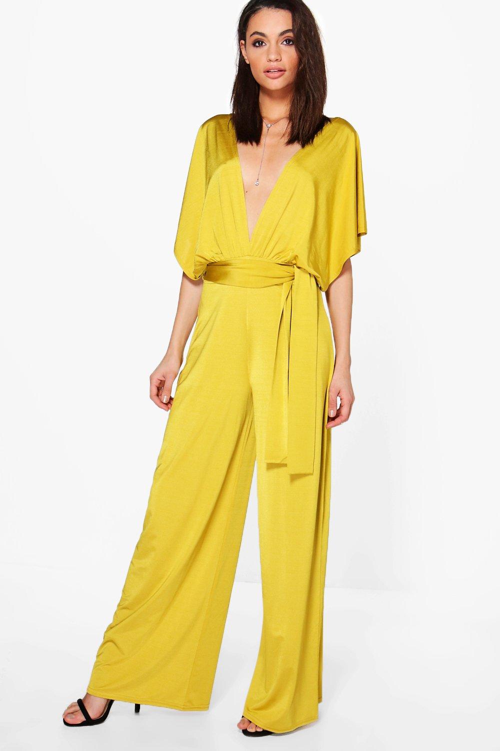 yellow wide leg jumpsuit