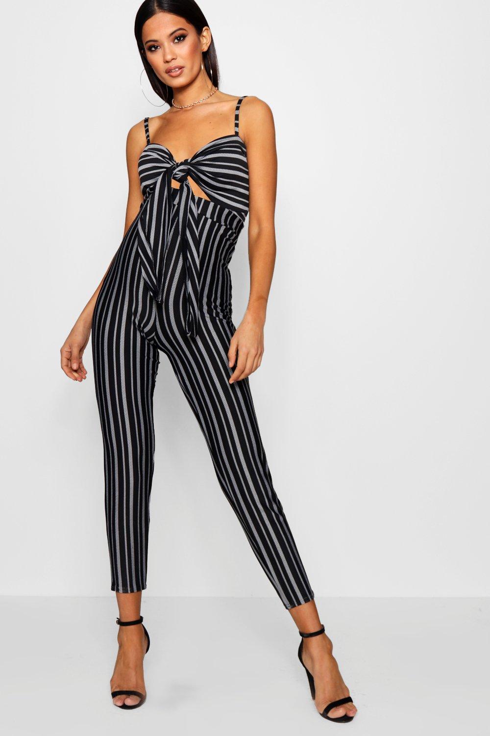 boohoo striped jumpsuit