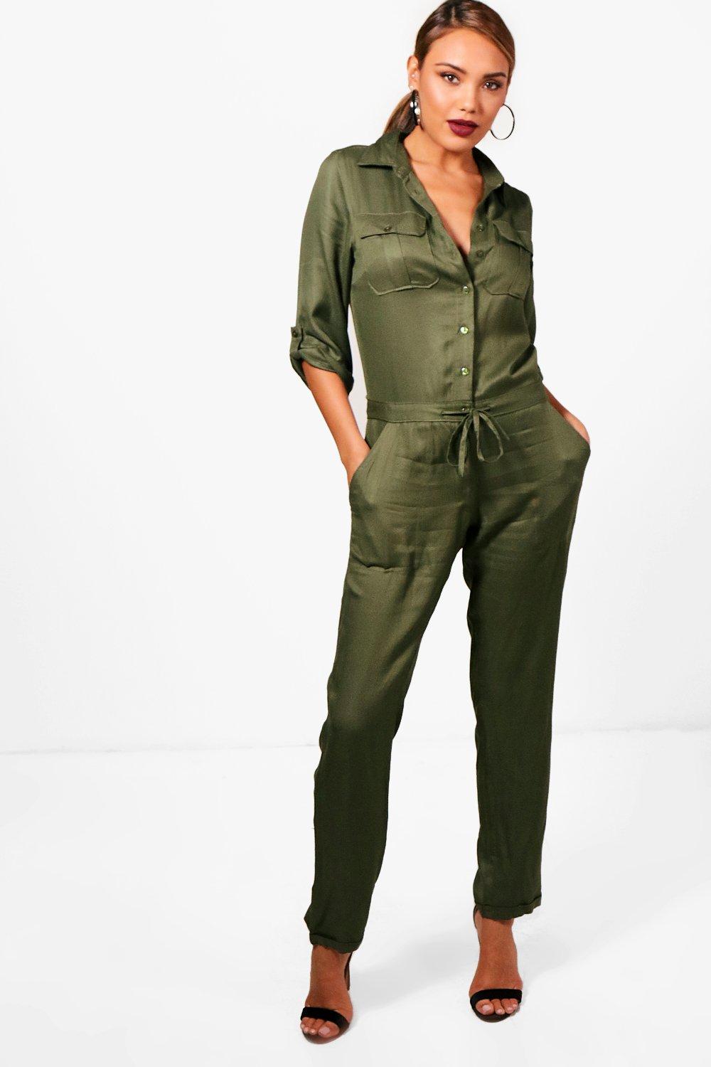 khaki denim boiler suit