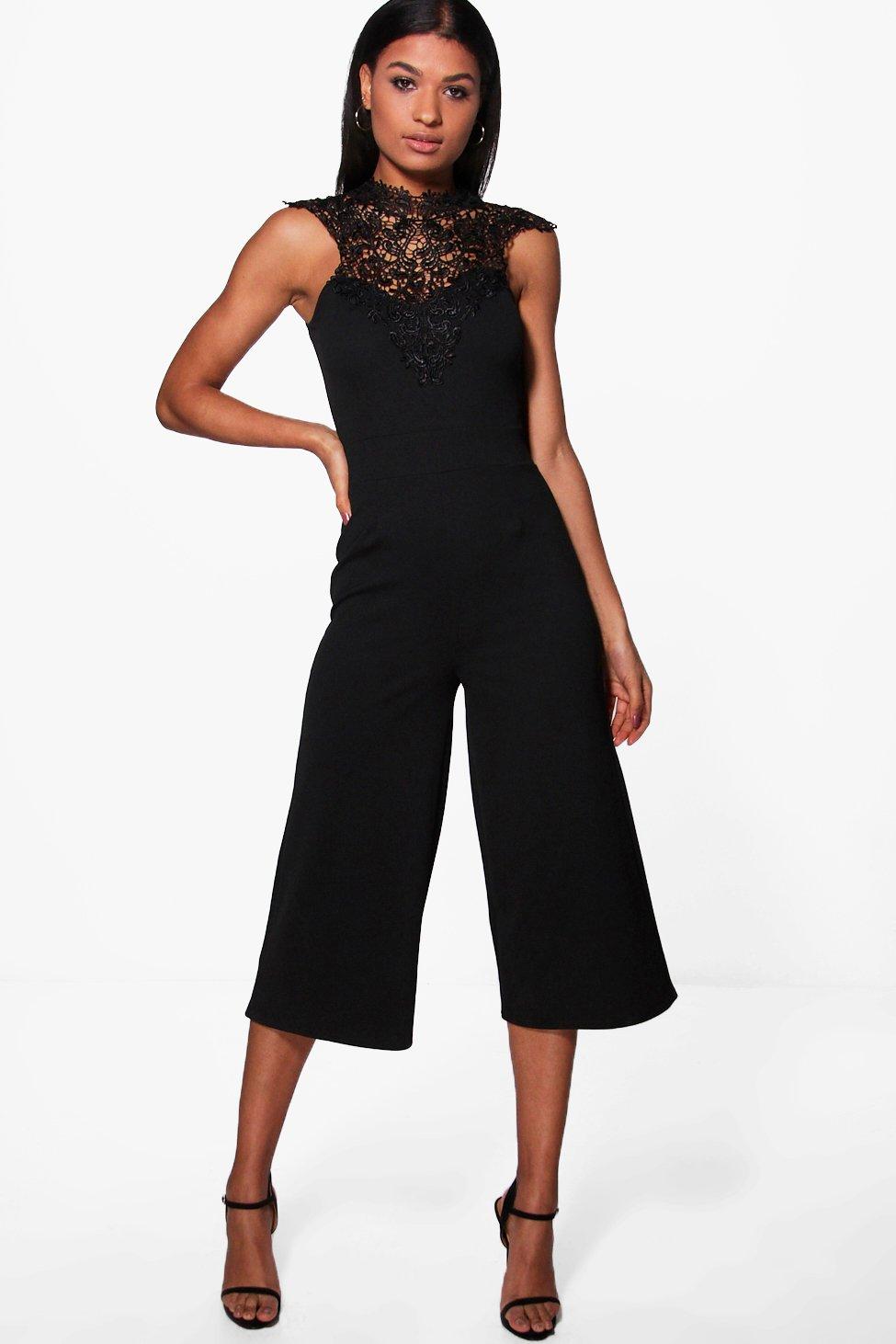 boohoo black culotte jumpsuit