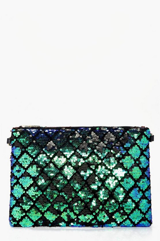 Lara Diamond Pattern Sequin Clutch Bag