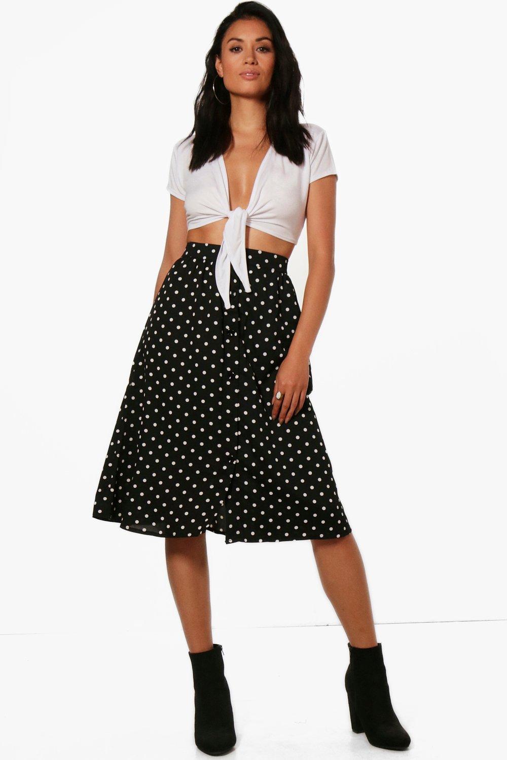 polka dot skirt black